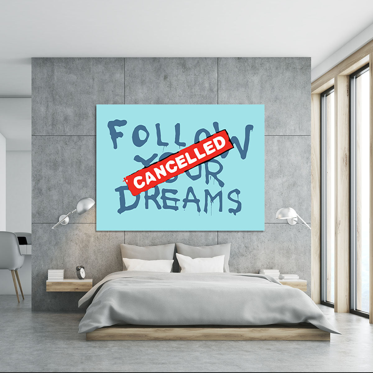 Banksy Follow Your Dreams Light Blue Canvas Print or Poster - Canvas Art Rocks - 5