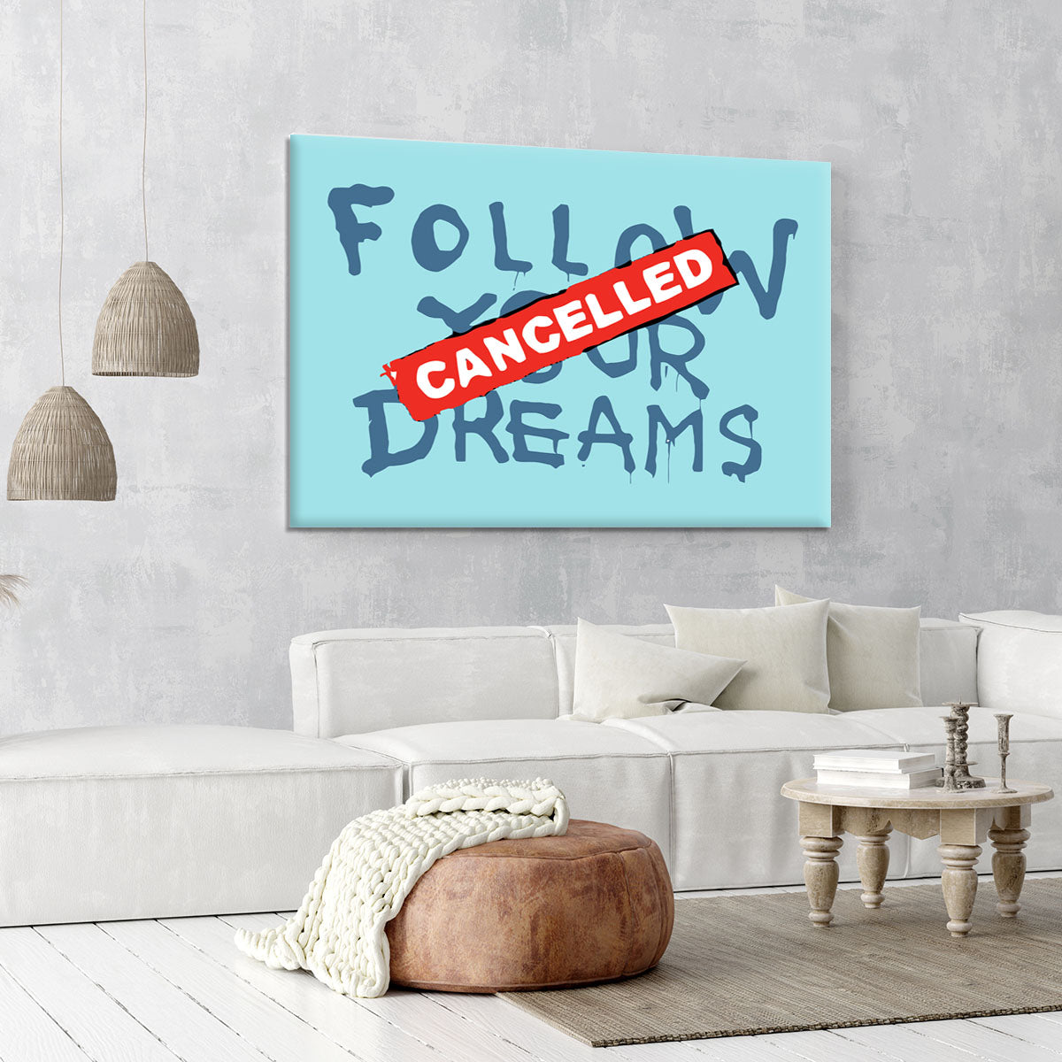 Banksy Follow Your Dreams Light Blue Canvas Print or Poster - Canvas Art Rocks - 6