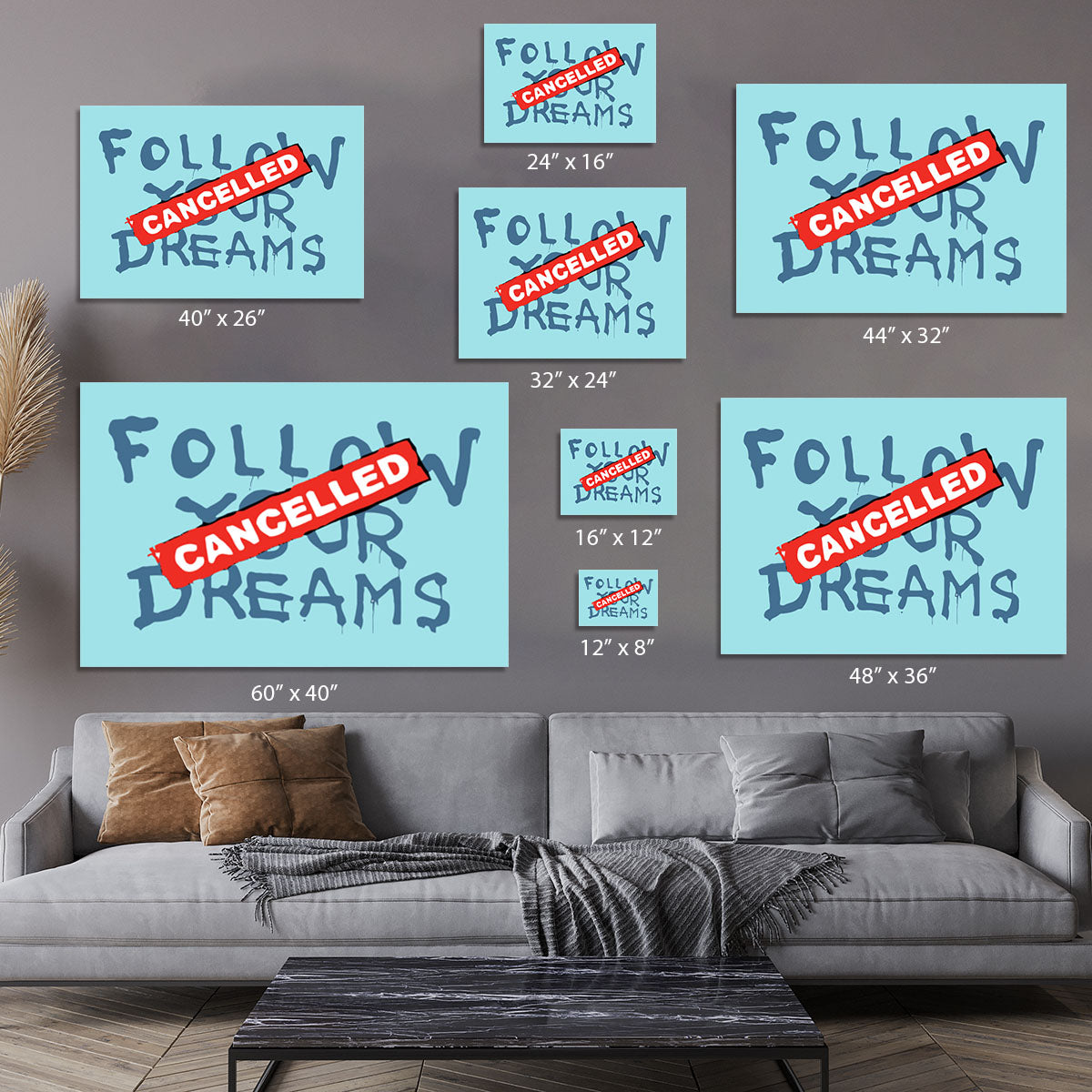 Banksy Follow Your Dreams Light Blue Canvas Print or Poster - Canvas Art Rocks - 7