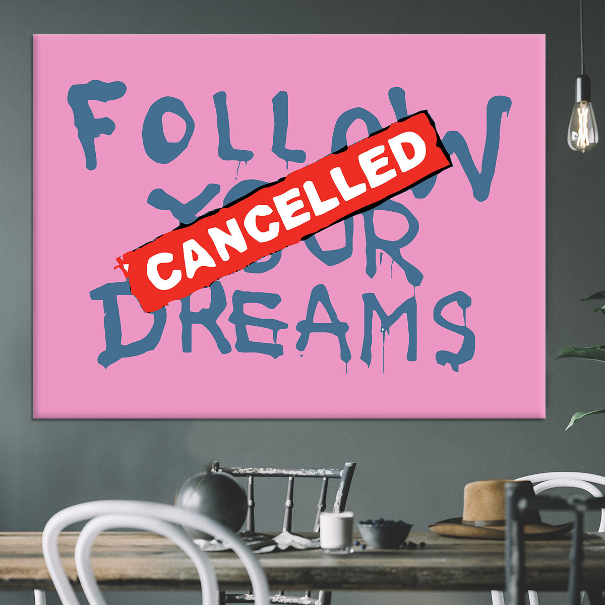 Banksy Follow Your Dreams Pink Canvas Print or Poster - Canvas Art Rocks - 3