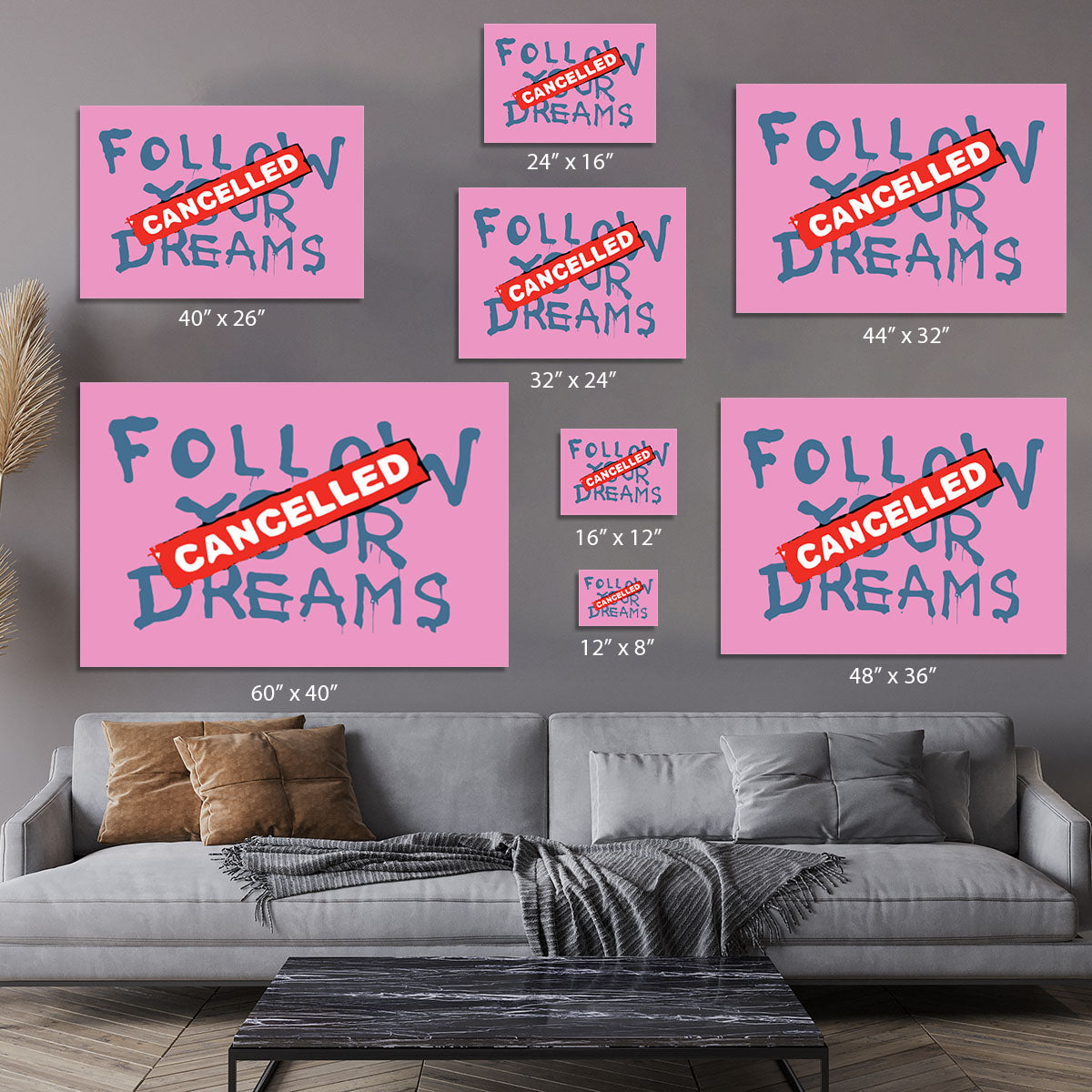 Banksy Follow Your Dreams Pink Canvas Print or Poster - Canvas Art Rocks - 7