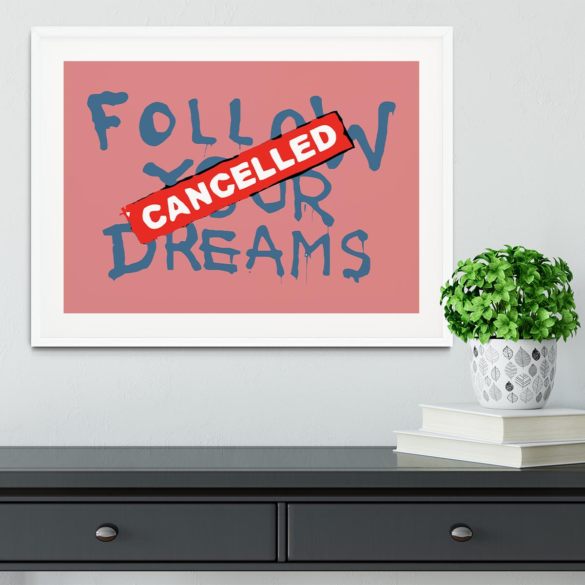 Banksy Follow Your Dreams Red Framed Print - Canvas Art Rocks - 5