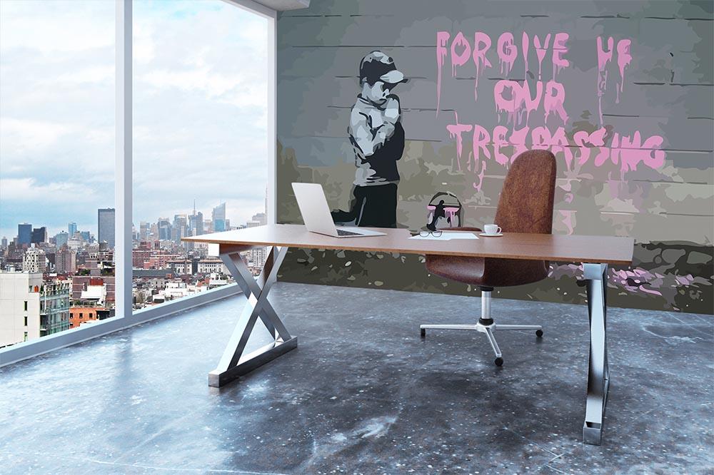 Banksy Forgive Us Wall Mural Wallpaper - Canvas Art Rocks - 3