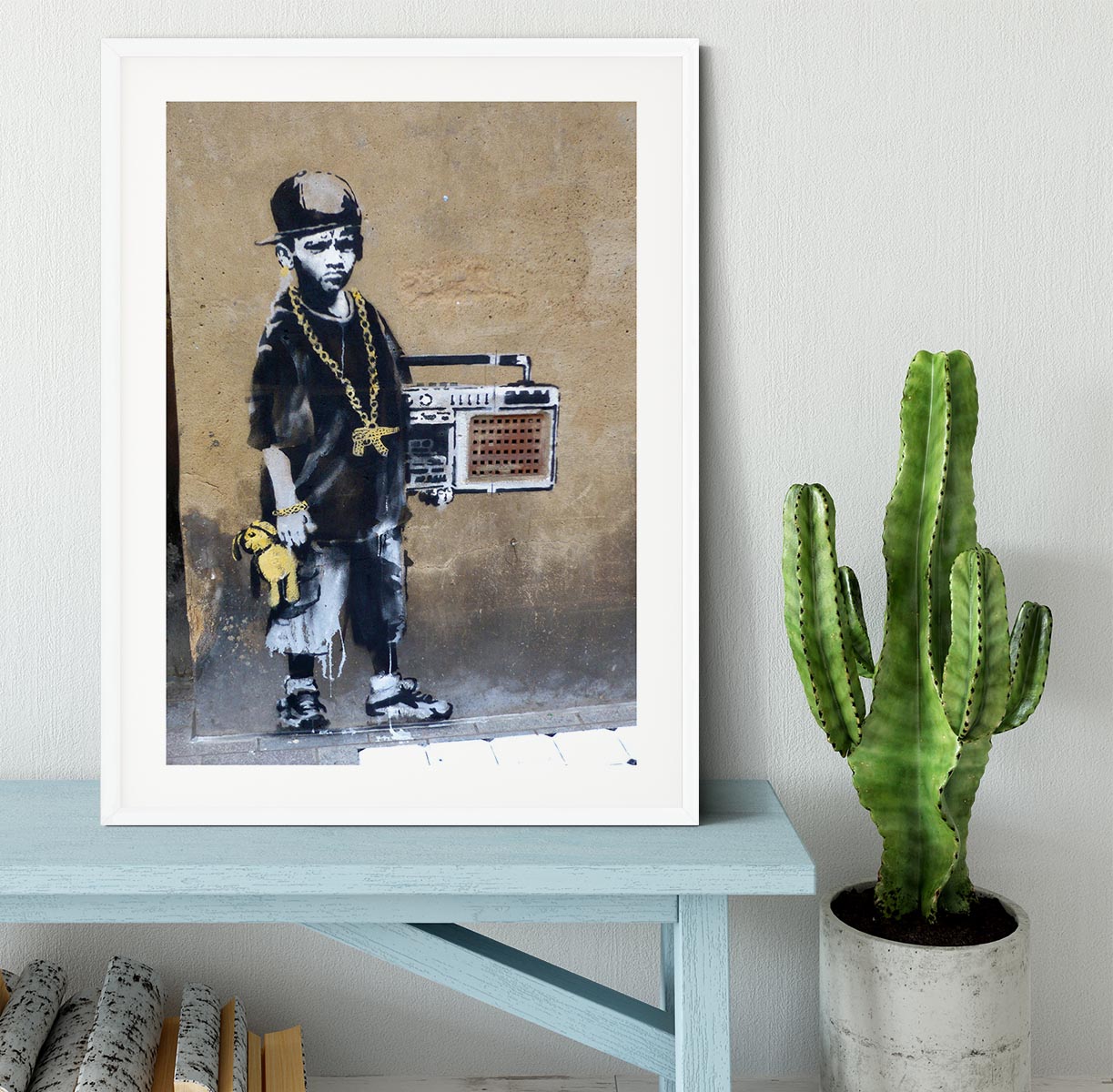 Banksy Gangster Boy with Ghetto Blaster Framed Print
