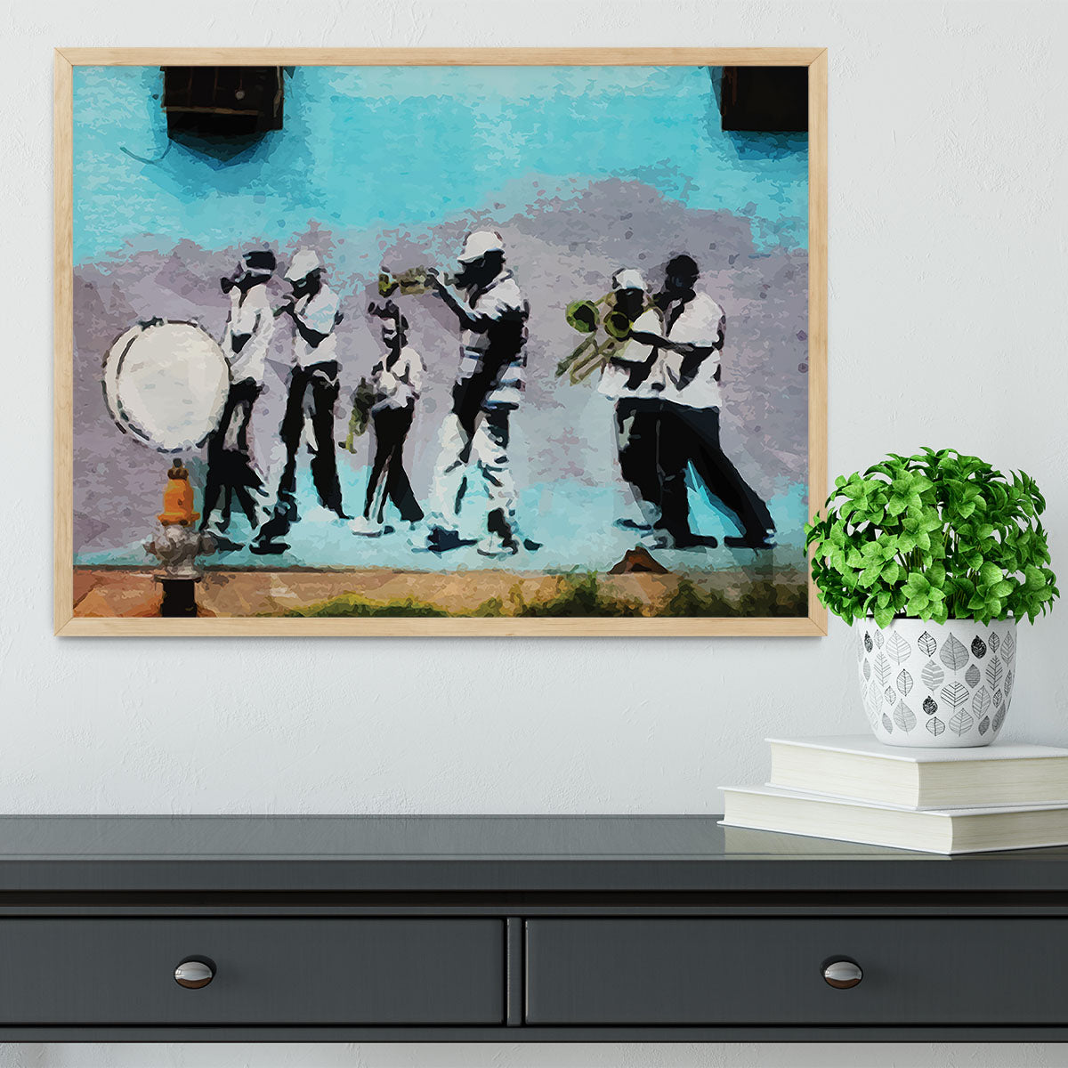 Banksy Gas Mask Marching Band Framed Print - Canvas Art Rocks - 4