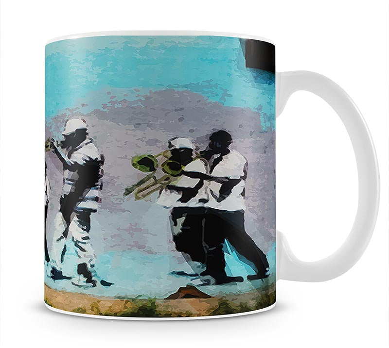 Banksy Gas Mask Marching Band Mug - Canvas Art Rocks - 1