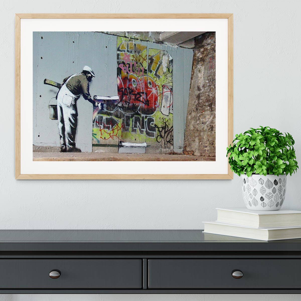 Banksy Graffiti Wallpaper Framed Print - Canvas Art Rocks - 3