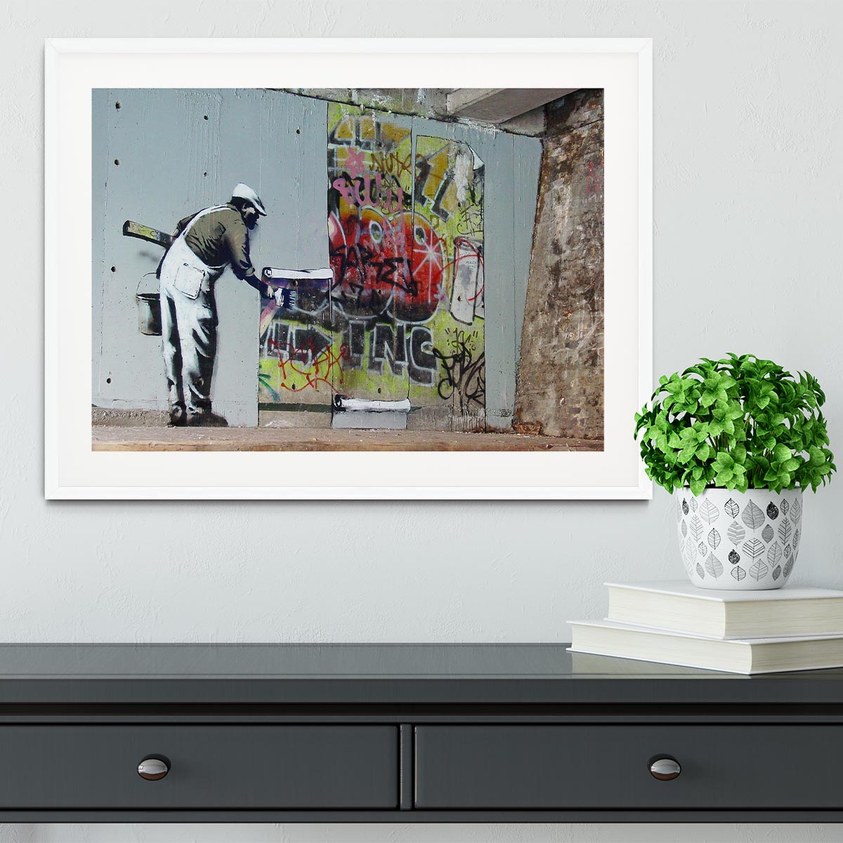 Banksy Graffiti Wallpaper Framed Print - Canvas Art Rocks - 5
