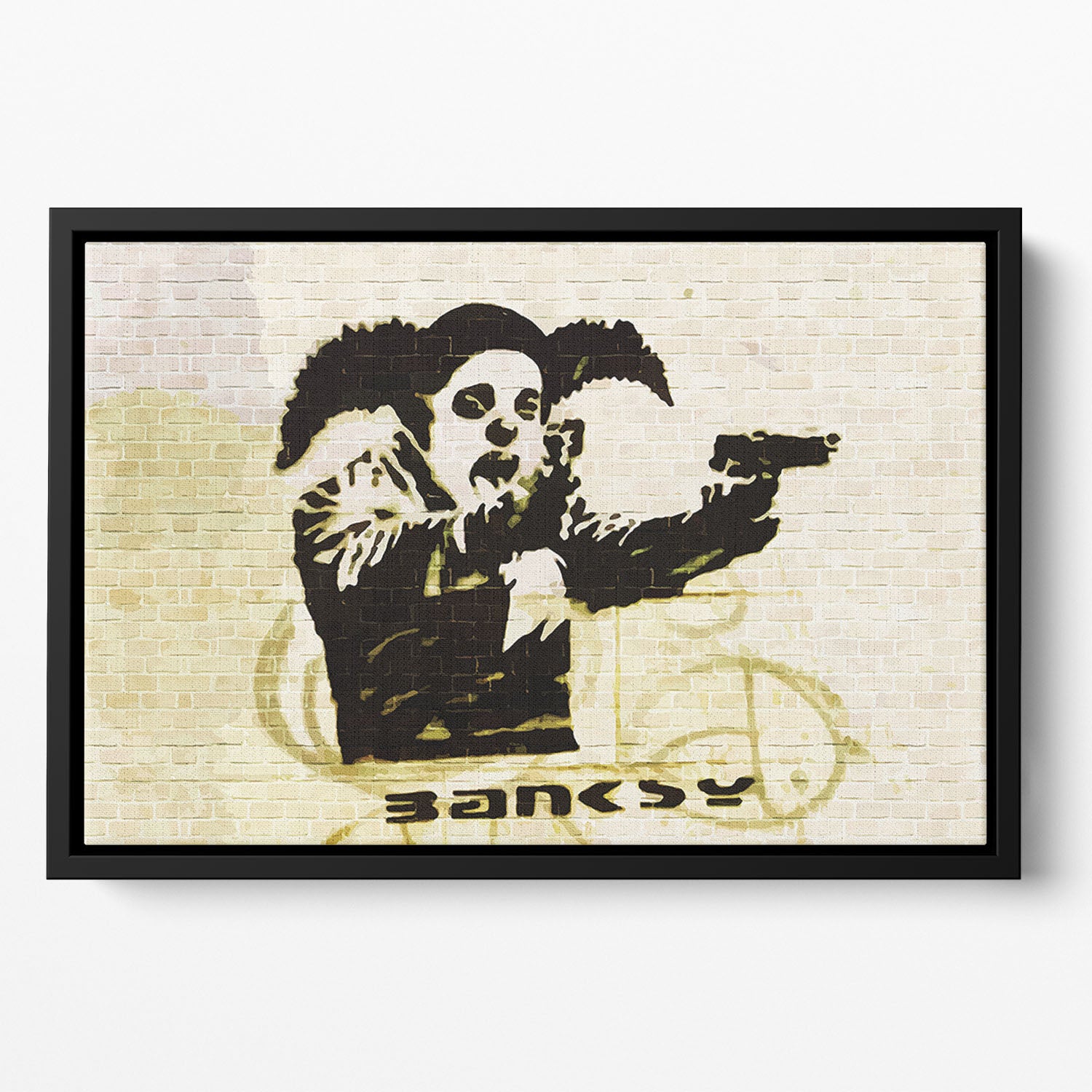 Banksy Gun Toting Clown Bristol Floating Framed Canvas - Canvas Art Rocks - 2