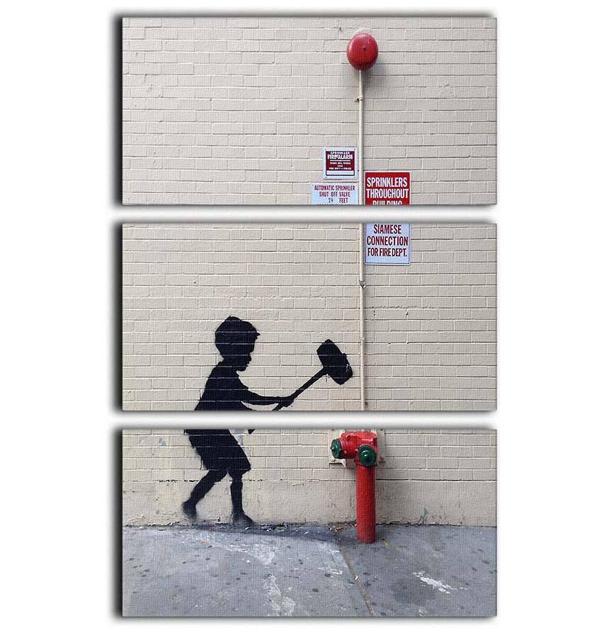 Banksy Hammer Boy 3 Split Panel Canvas Print - Canvas Art Rocks - 1