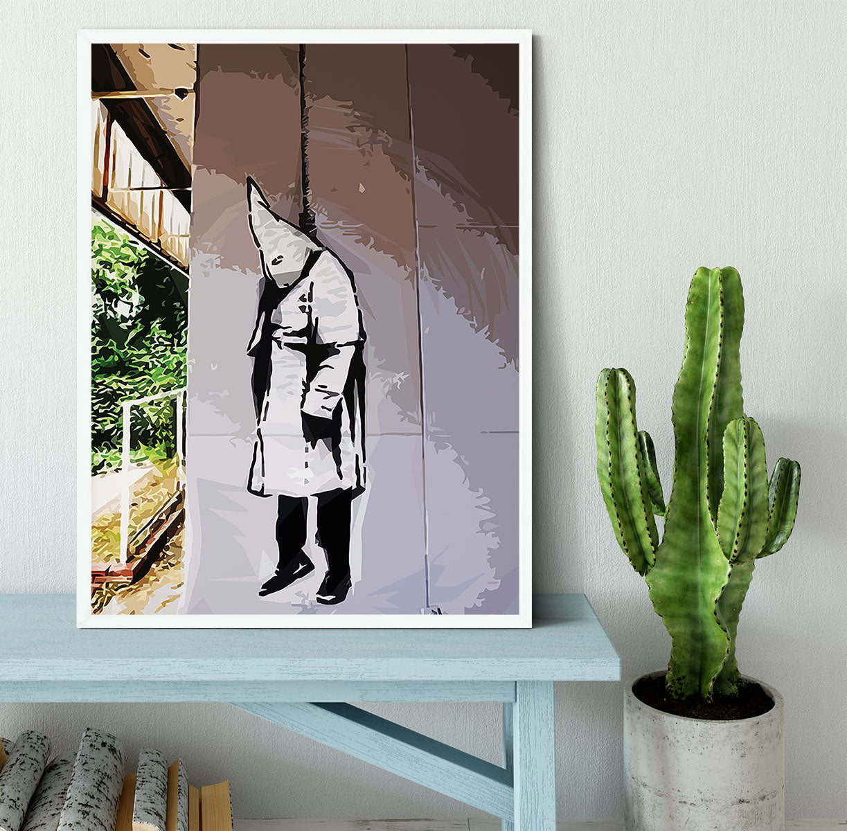 Banksy Hanging KKK Framed Print - Canvas Art Rocks -6