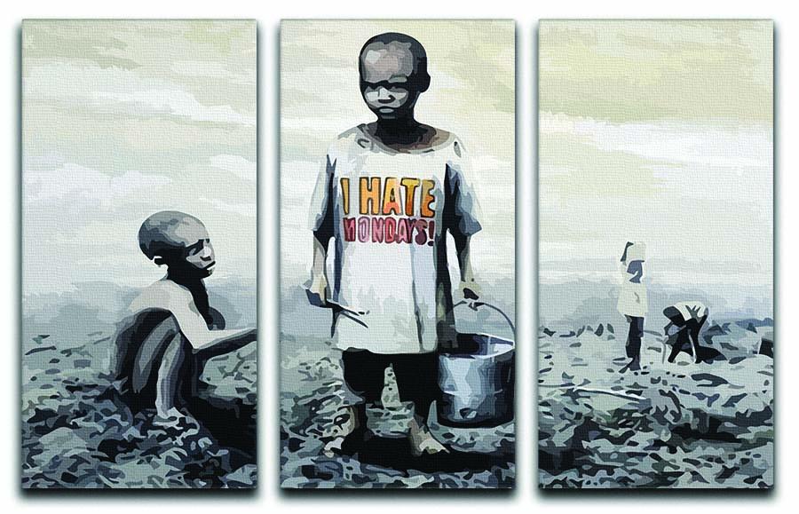Banksy I Hate Monday 3 Split Panel Canvas Print - Canvas Art Rocks - 1