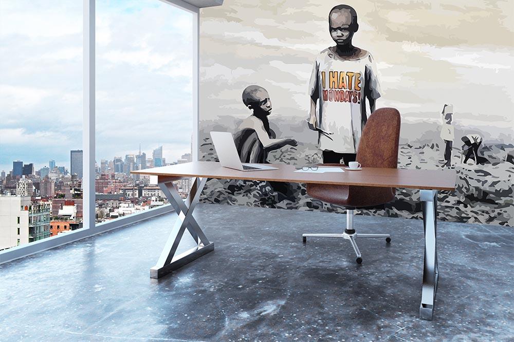 Banksy I Hate Monday Wall Mural Wallpaper - Canvas Art Rocks - 3