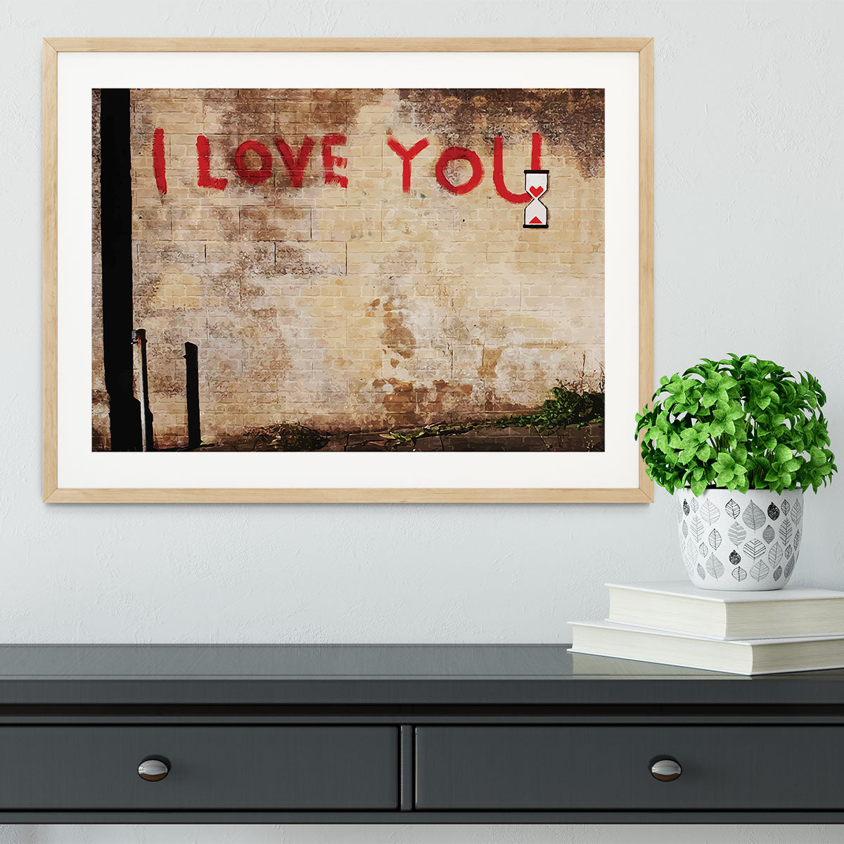 Banksy I Love You Framed Print - Canvas Art Rocks - 3