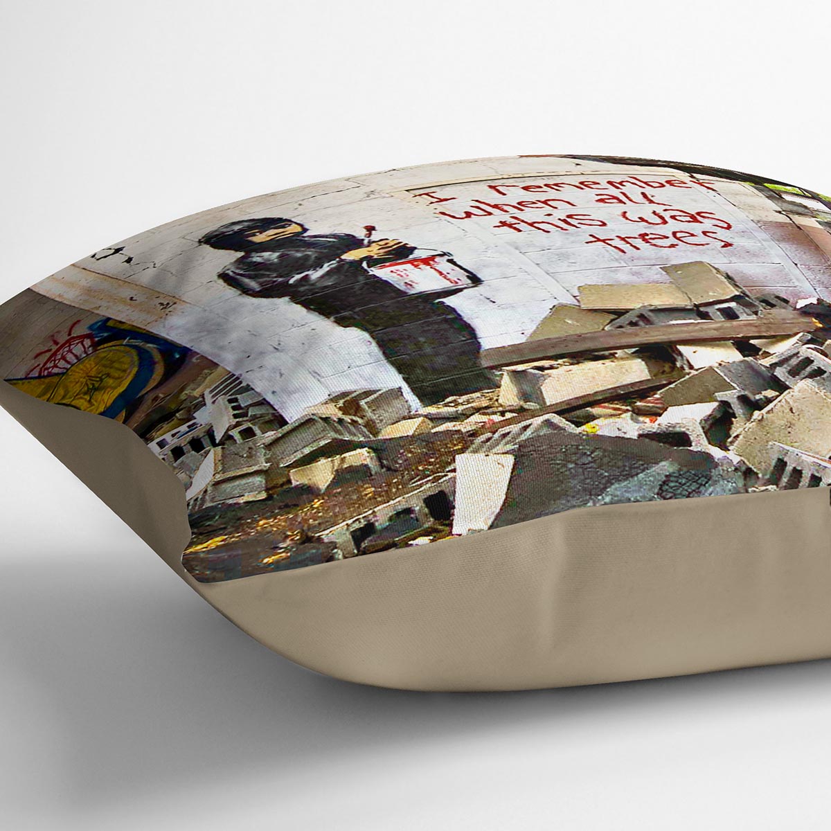 Banksy I Remember When All This Was Trees Cushion