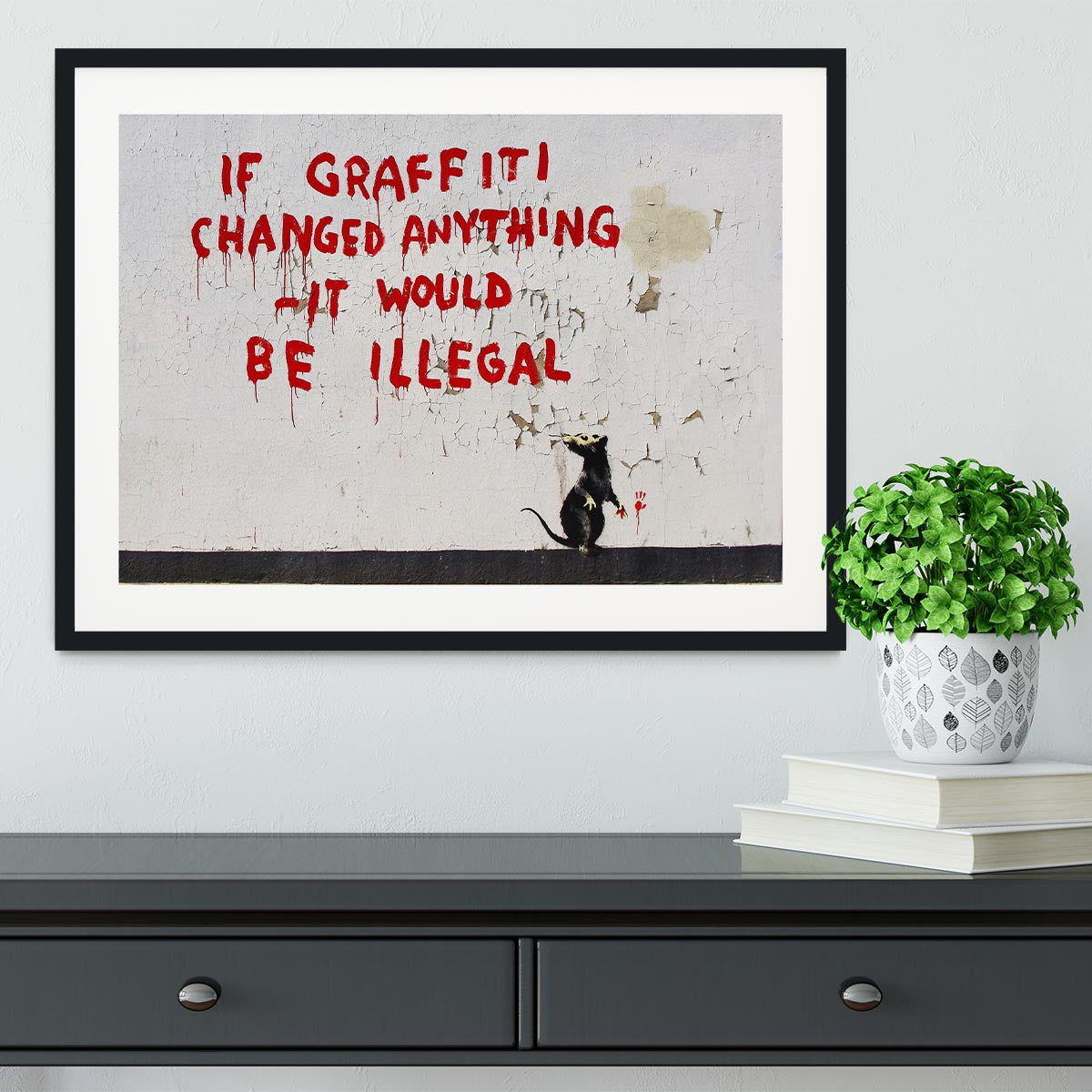 Banksy If Graffiti Changed Anything Framed Print - Canvas Art Rocks - 1