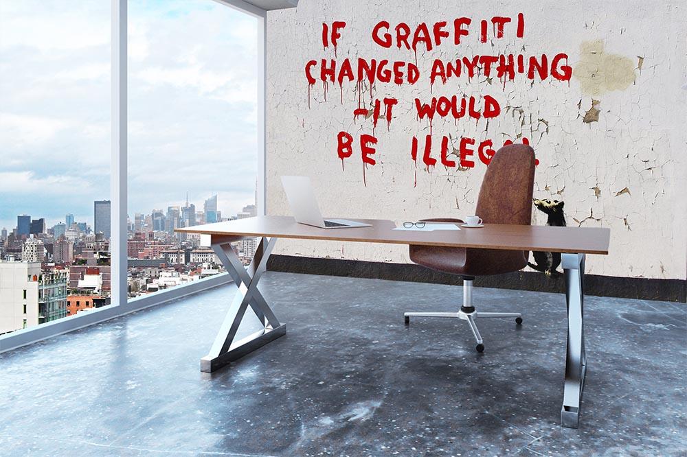 Banksy If Graffiti Changed Anything Wall Mural Wallpaper - Canvas Art Rocks - 3