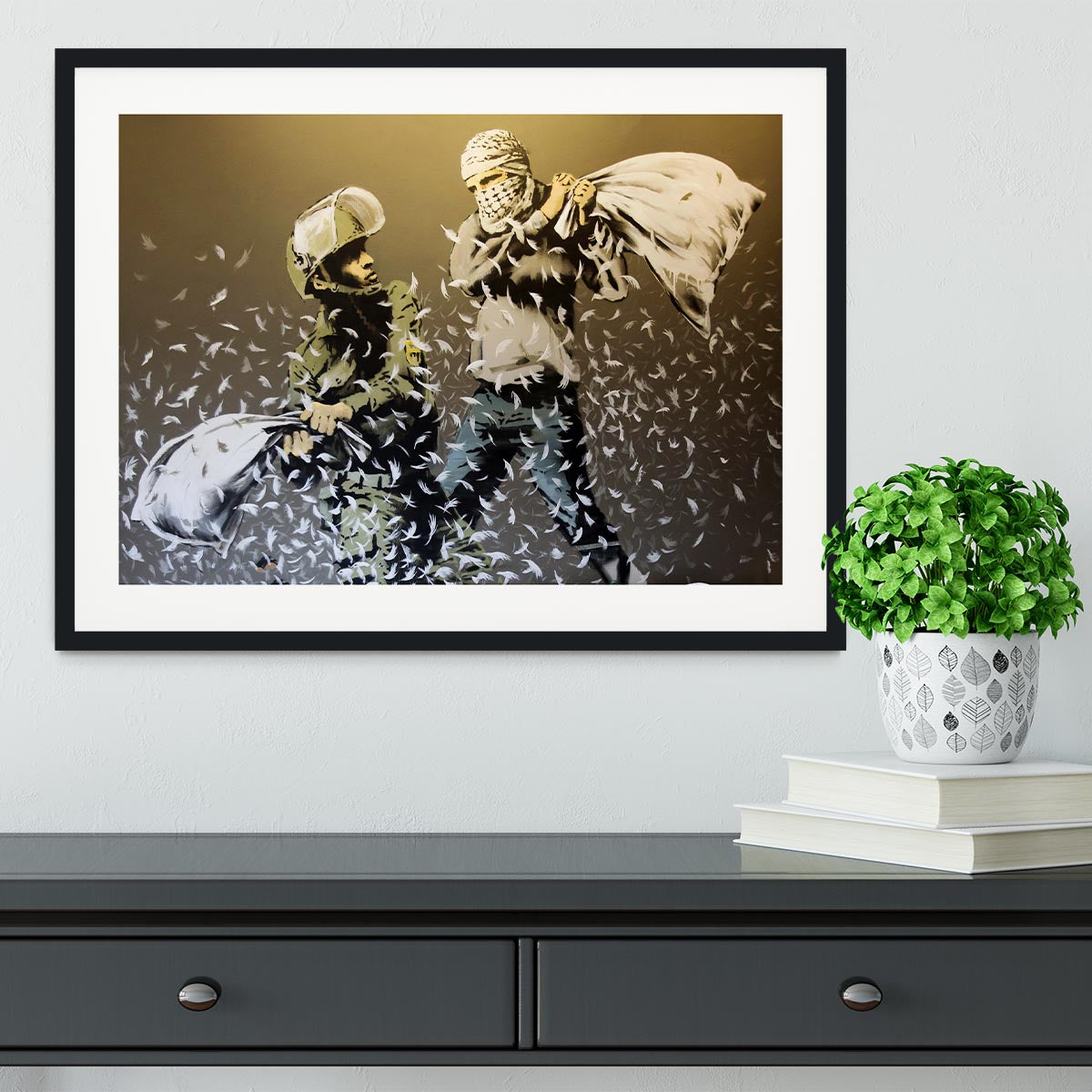 Banksy Israeli or Palestinian Pillow Fight Framed Print