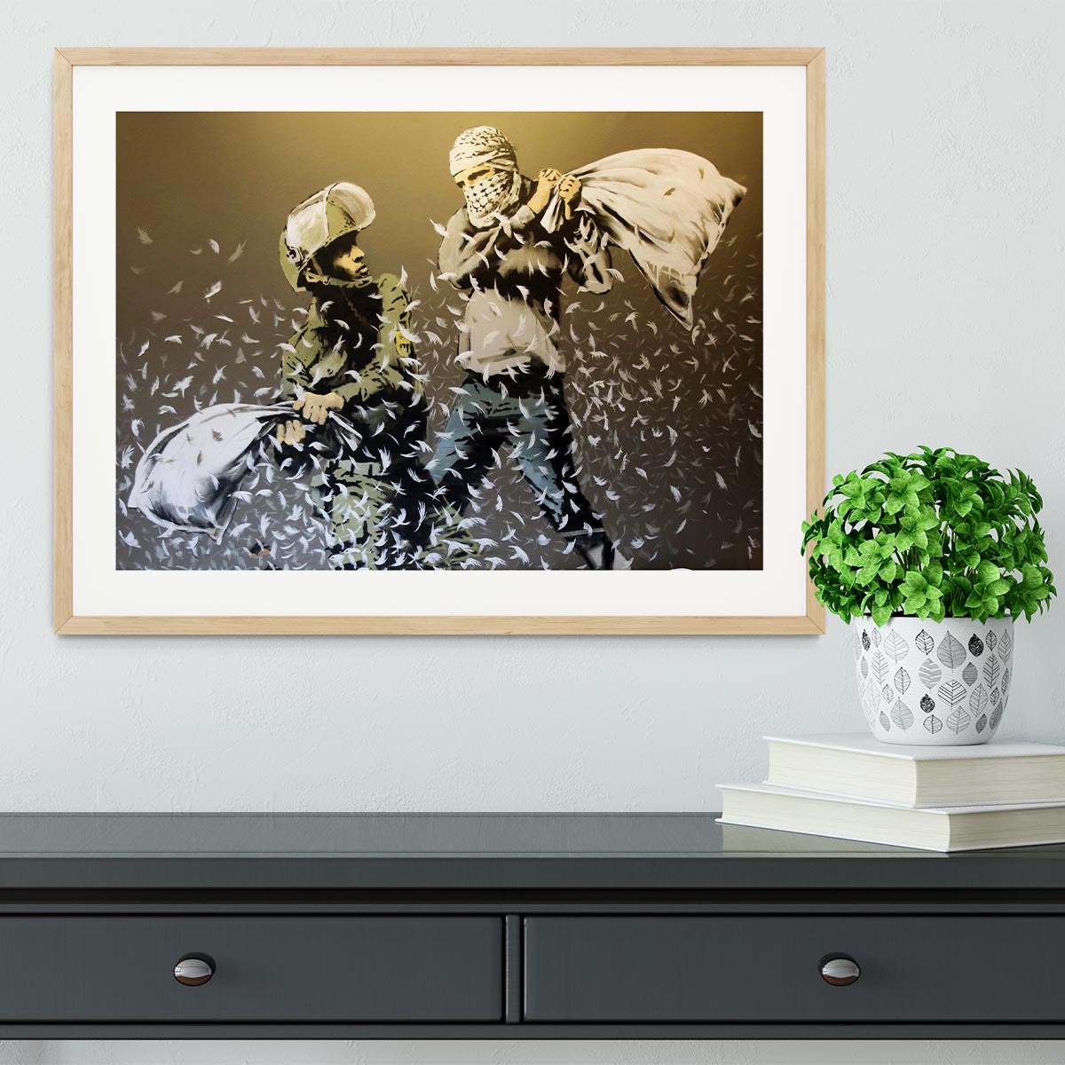 Banksy Israeli or Palestinian Pillow Fight Framed Print or Poster