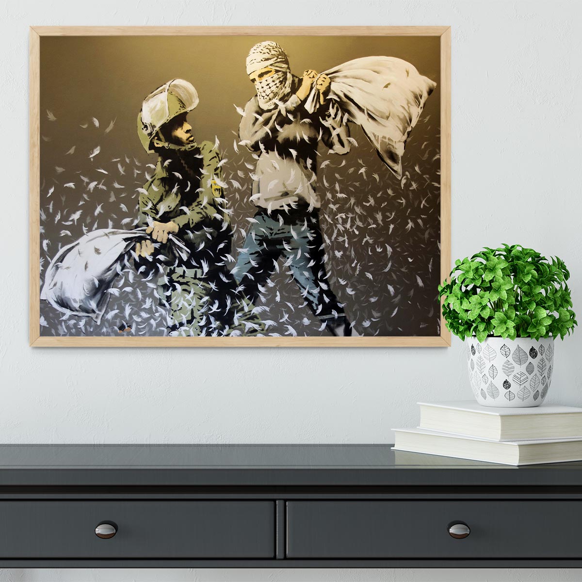 Banksy Israeli or Palestinian Pillow Fight Framed Print or Poster