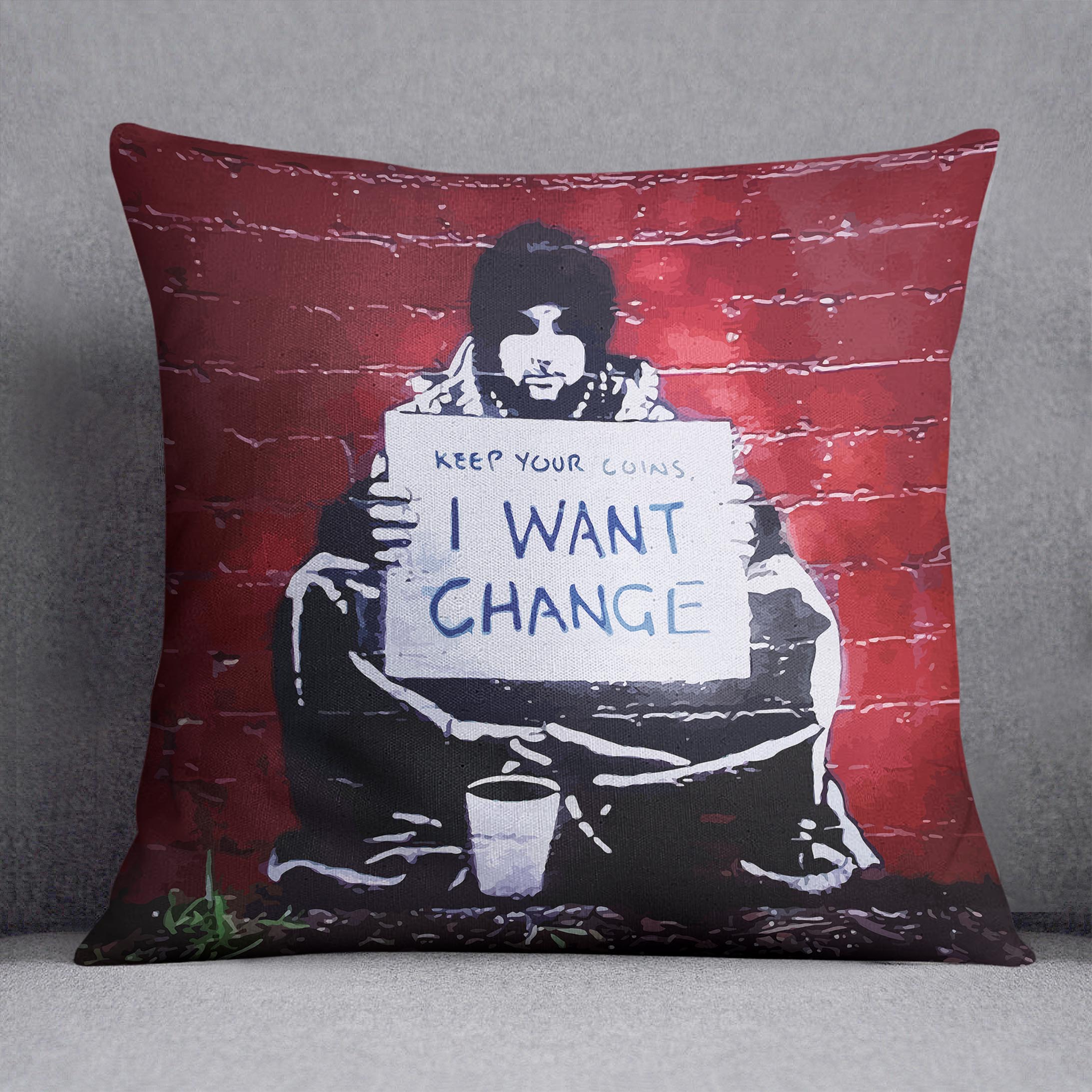 Banksy Keep Your Coins Cushion