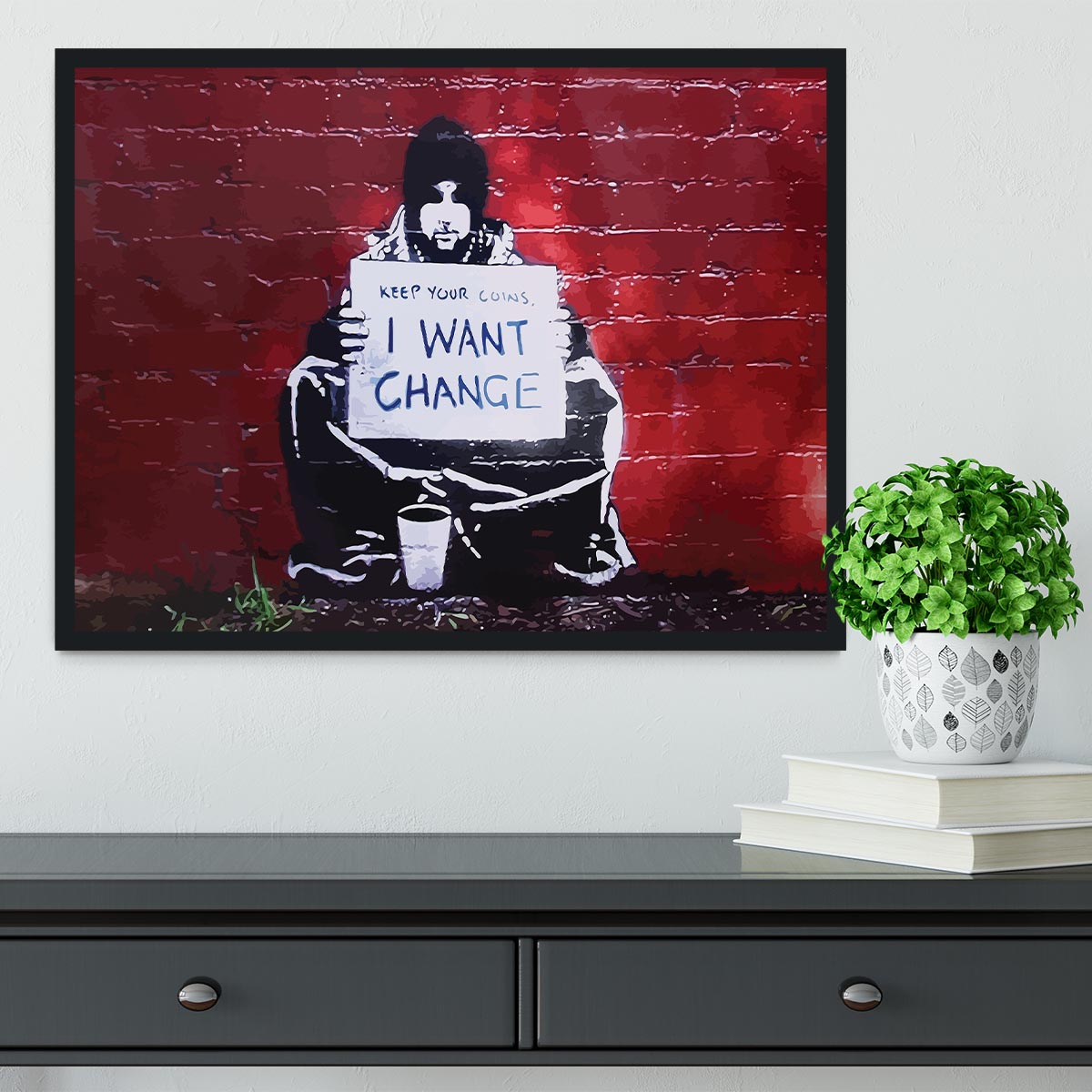 Banksy Keep Your Coins Framed Print - Canvas Art Rocks - 2
