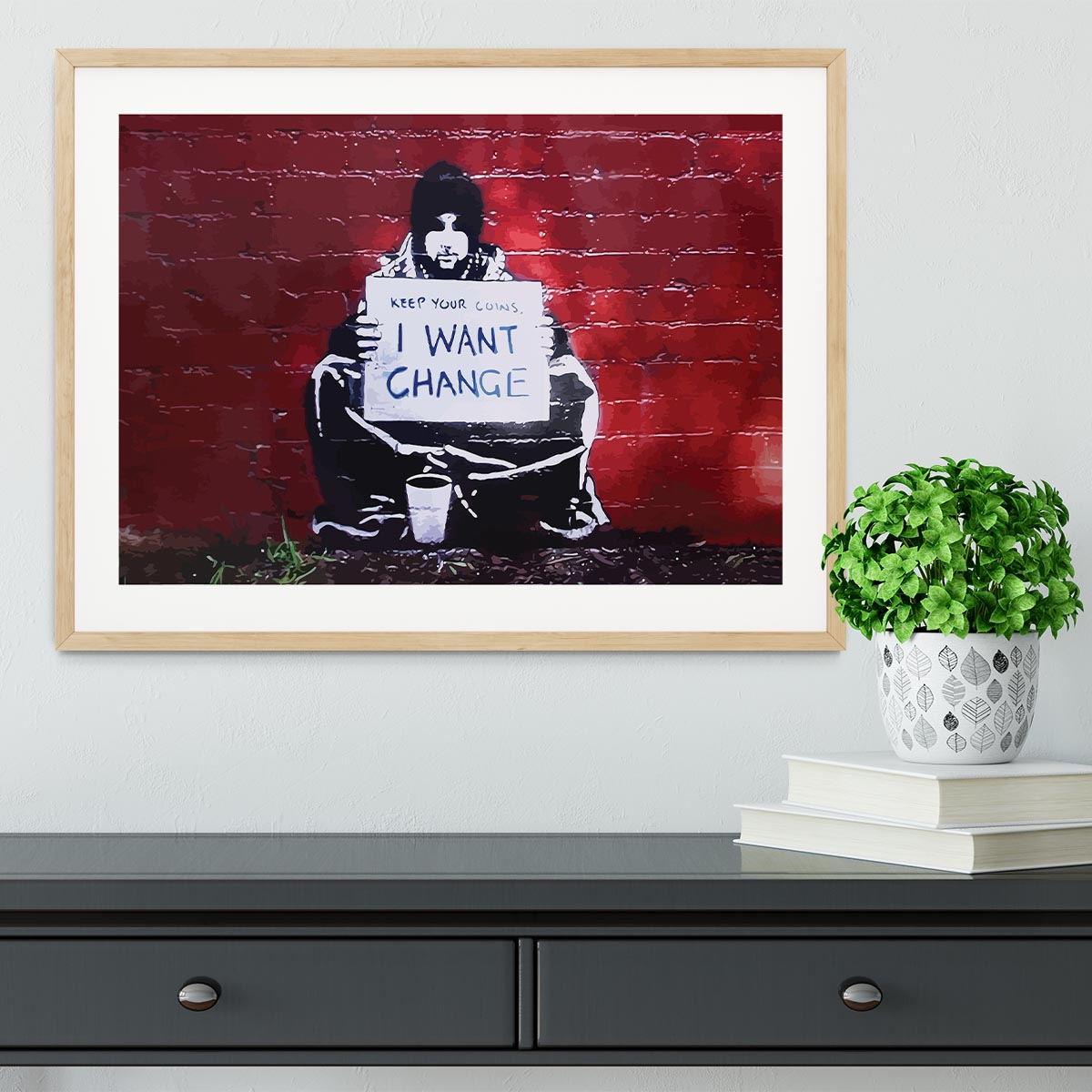 Banksy Keep Your Coins Framed Print - Canvas Art Rocks - 3