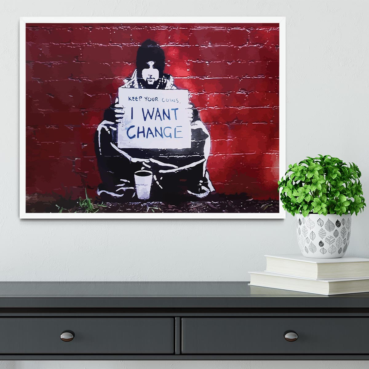 Banksy Keep Your Coins Framed Print - Canvas Art Rocks -6