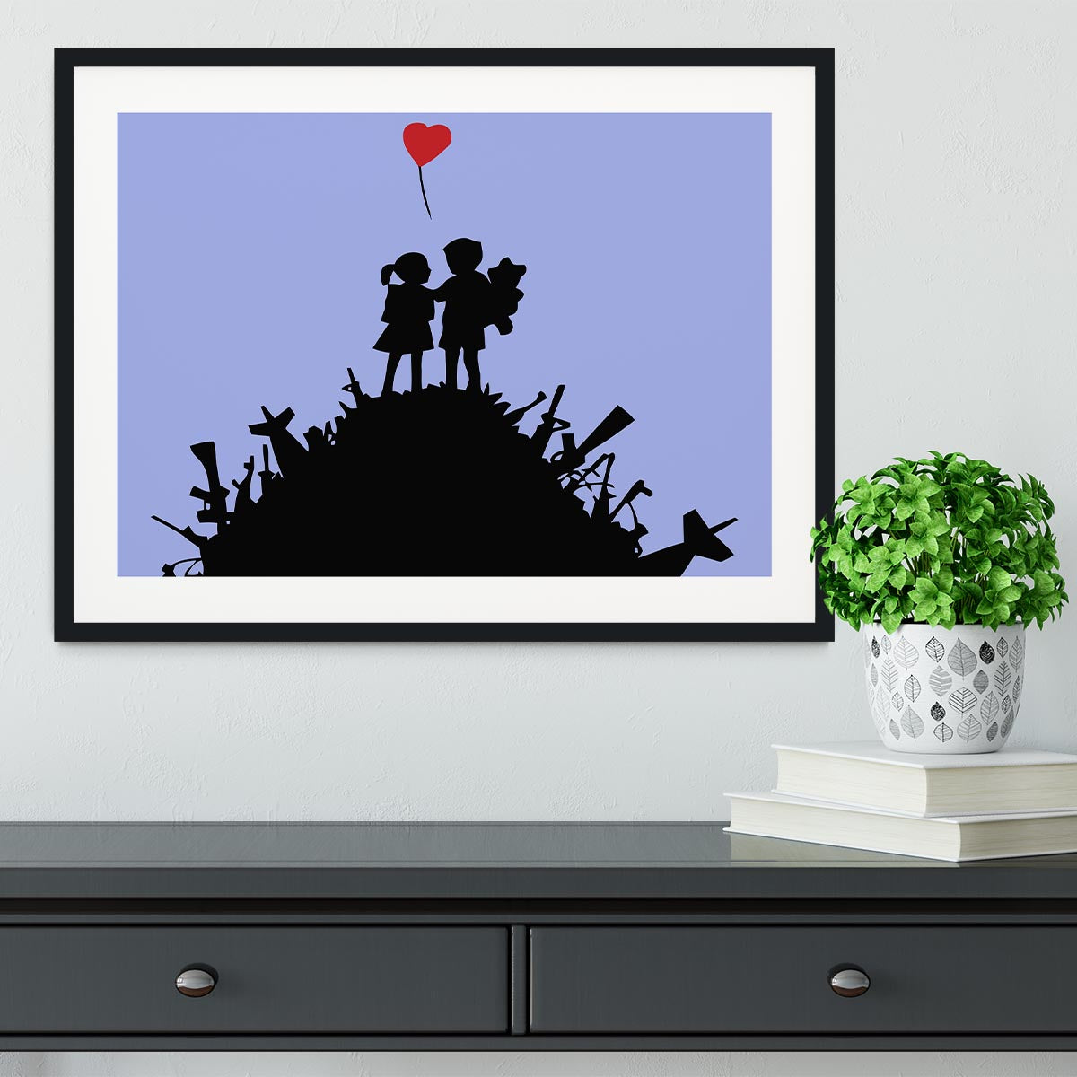 Banksy Kids On Gun Hill Blue Framed Print - Canvas Art Rocks - 1