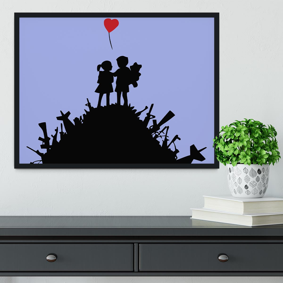 Banksy Kids On Gun Hill Blue Framed Print - Canvas Art Rocks - 2