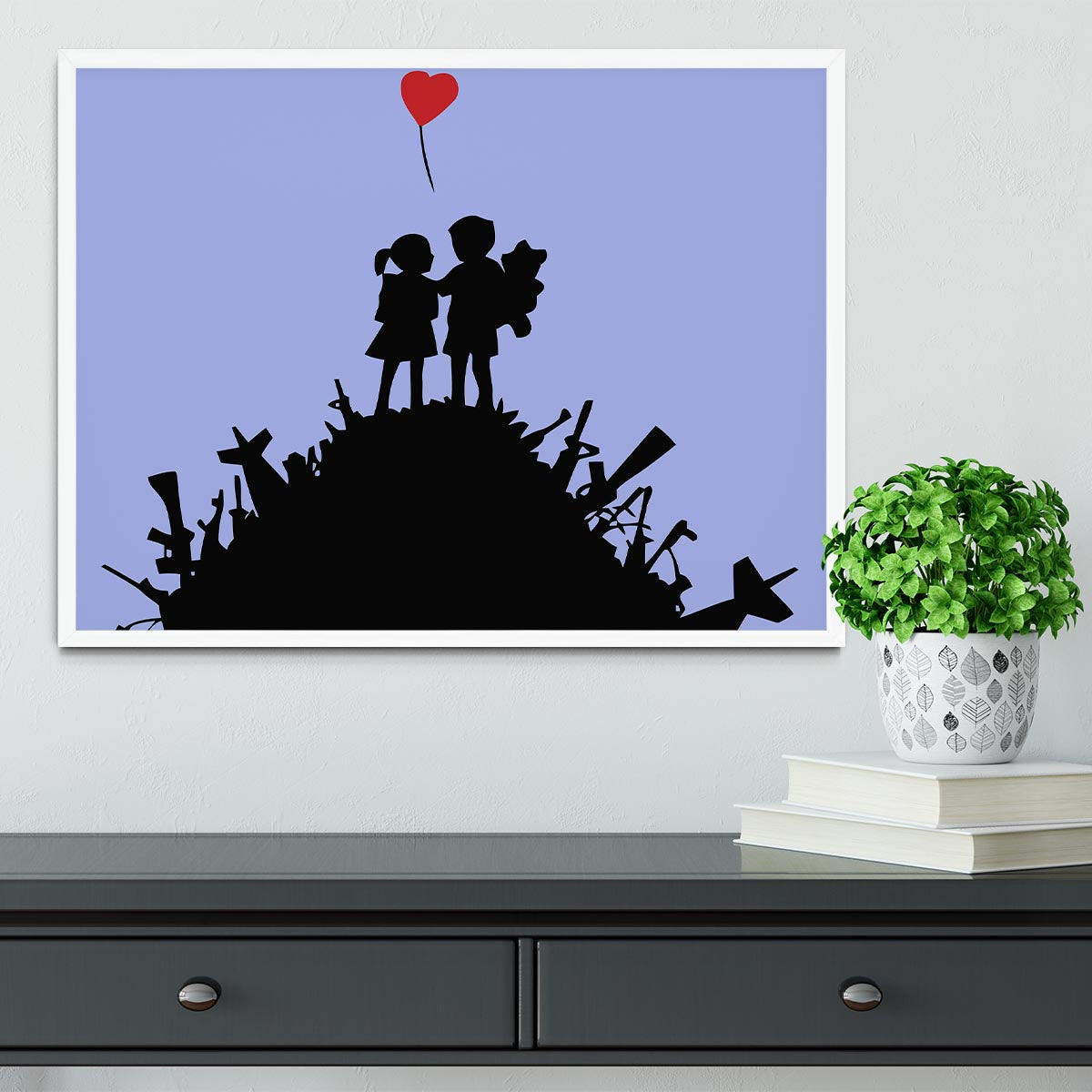 Banksy Kids On Gun Hill Blue Framed Print - Canvas Art Rocks -6