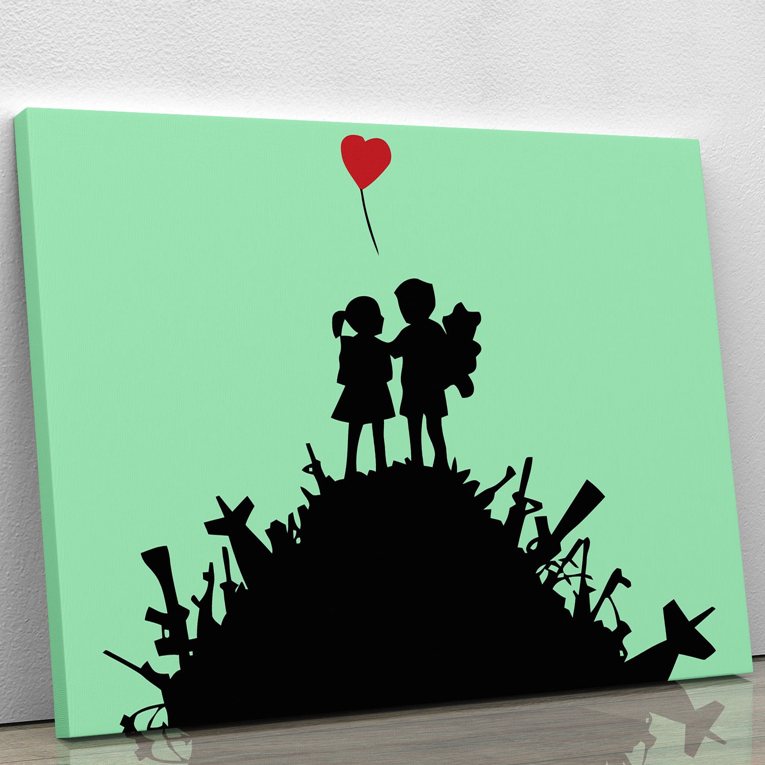 Banksy Kids On Gun Hill Green Canvas Print or Poster - Canvas Art Rocks - 1