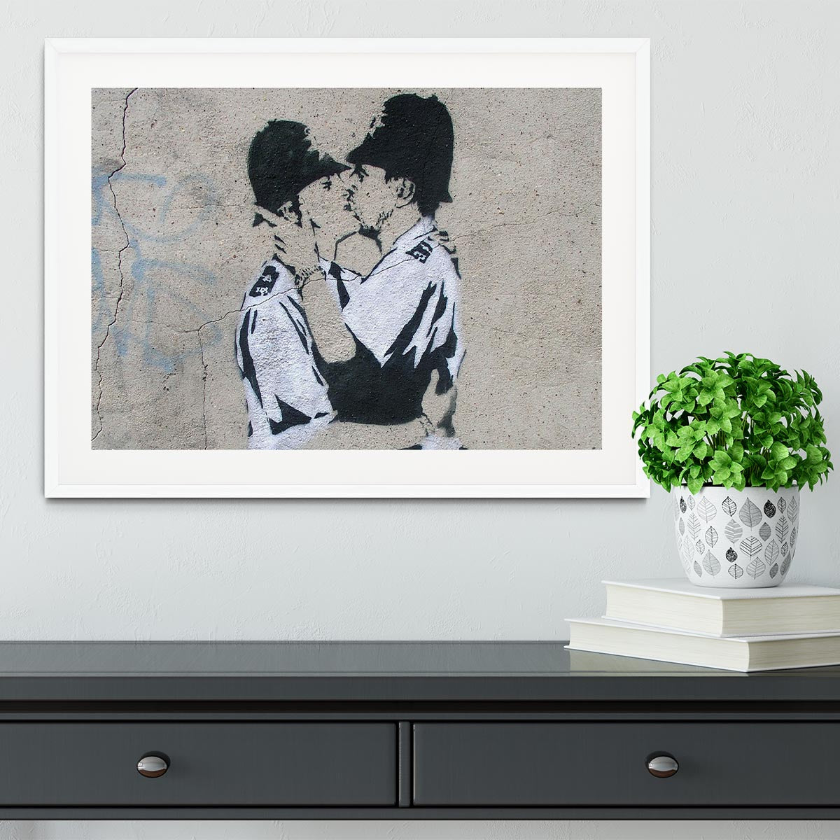 Banksy Kissing Policemen Framed Print
