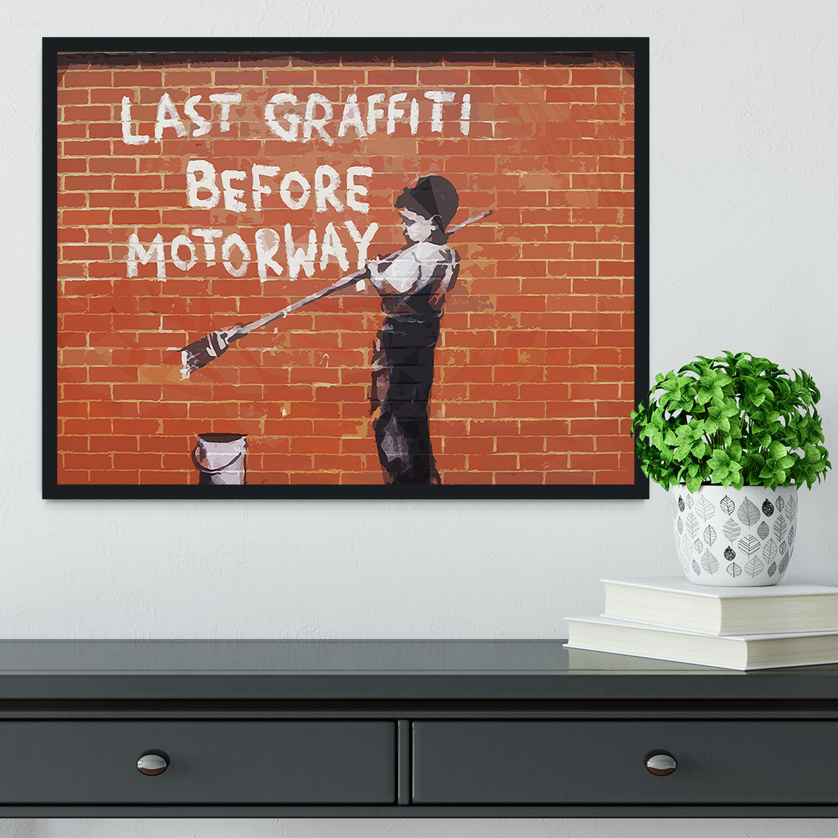 Banksy Last Graffiti Before Motorway Framed Print - Canvas Art Rocks - 2