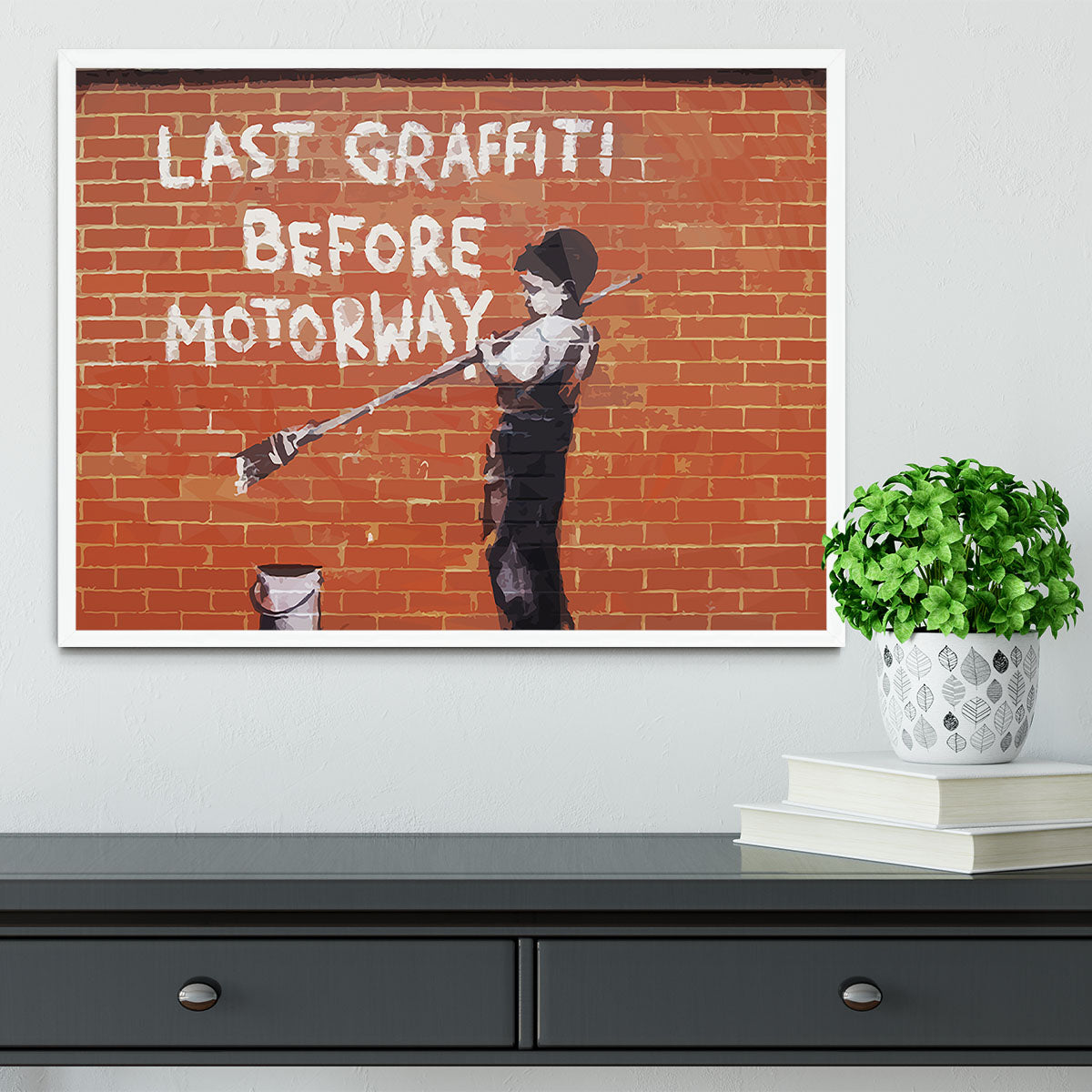 Banksy Last Graffiti Before Motorway Framed Print - Canvas Art Rocks -6