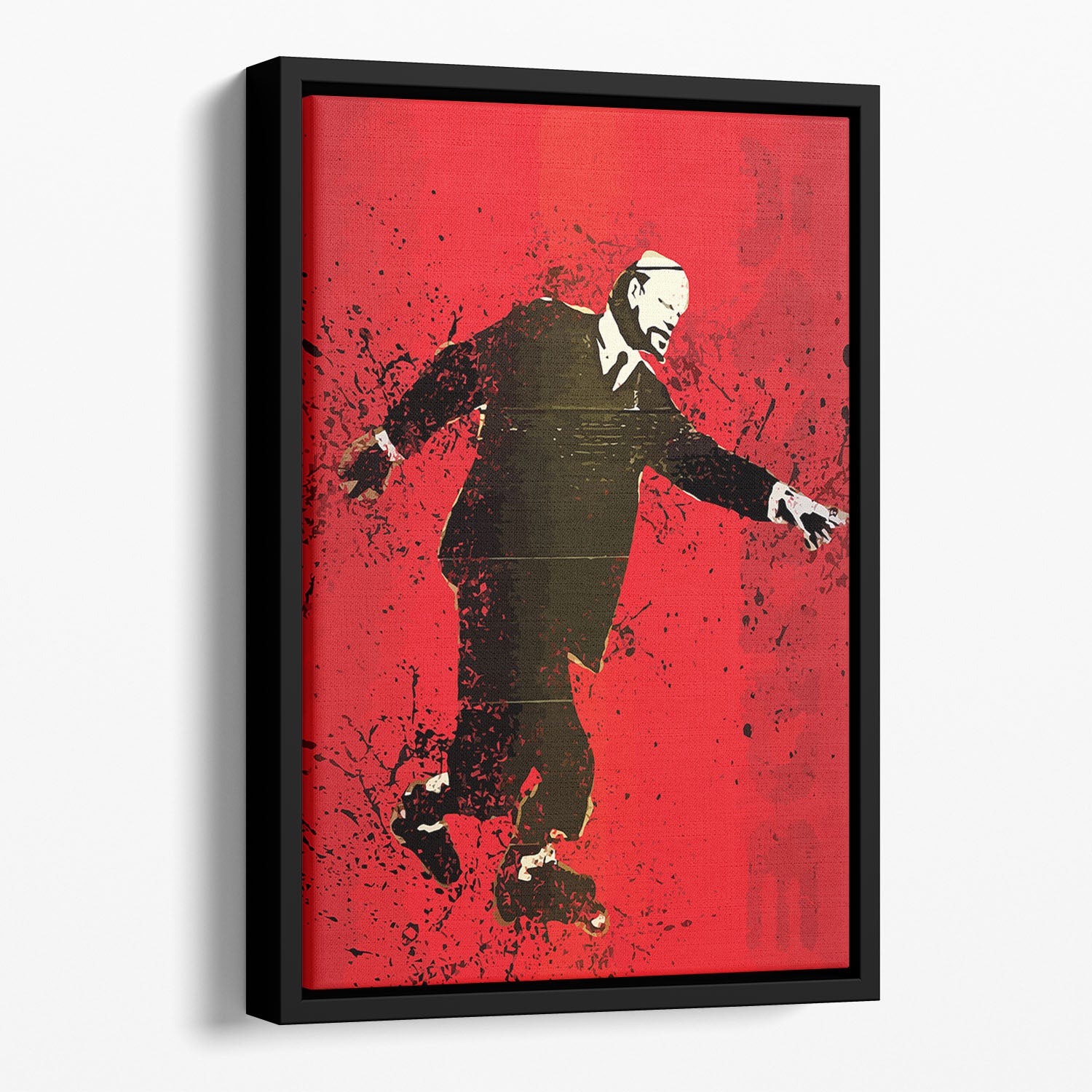 Banksy Lenin on Roller Blades Floating Framed Canvas - Canvas Art Rocks - 1