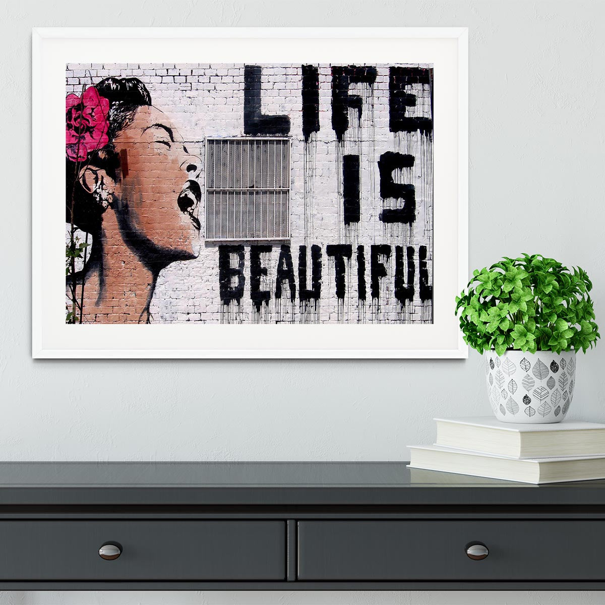 Banksy Life is Beautiful - Version 2 Framed Print