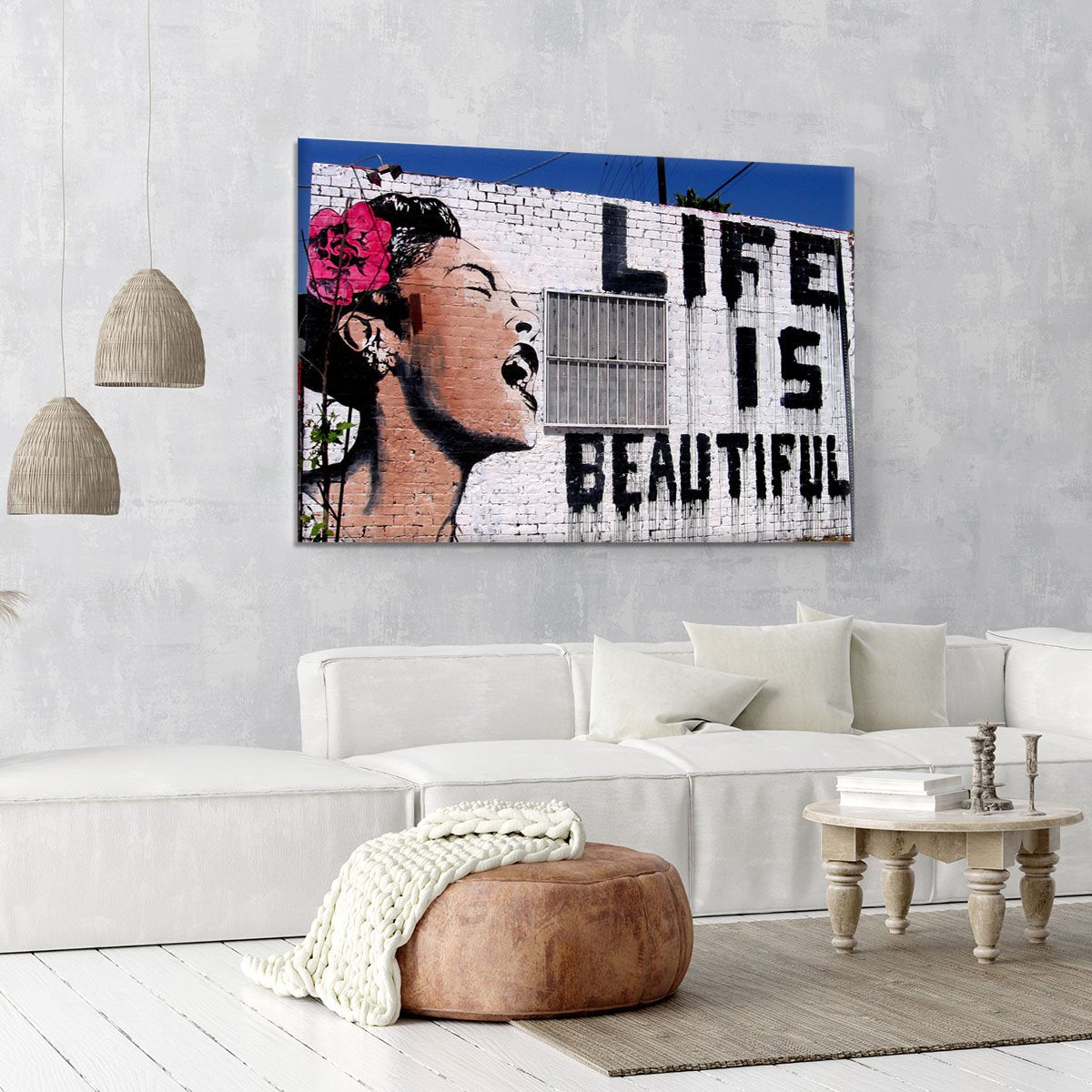Banksy Life is Beautiful Canvas Print or Poster