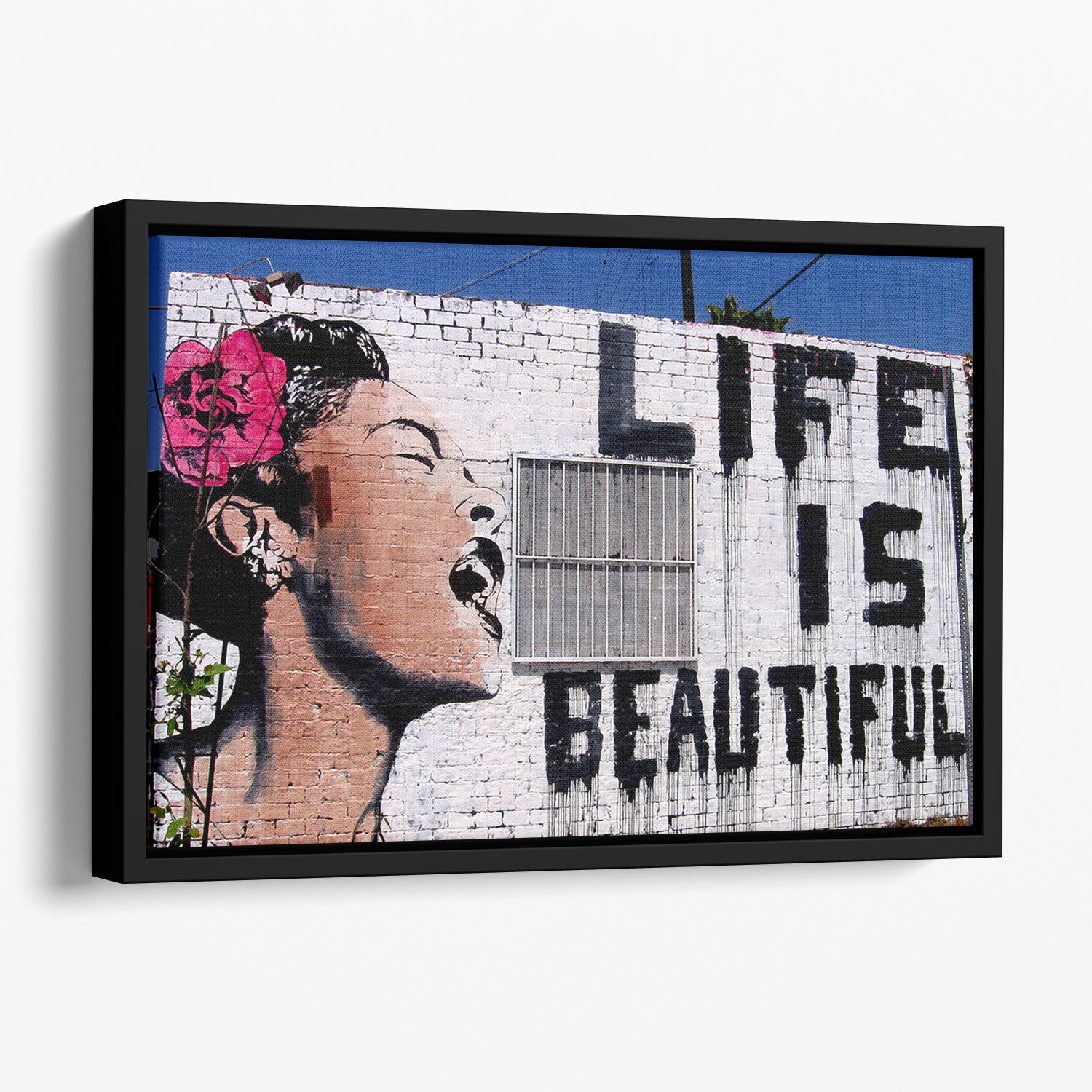 Banksy Life is Beautiful Floating Framed Canvas