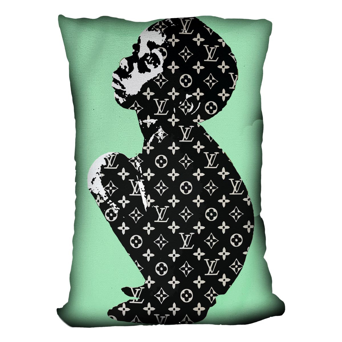 Banksy Louis Vuitton Kid Green Cushion - Canvas Art Rocks - 4