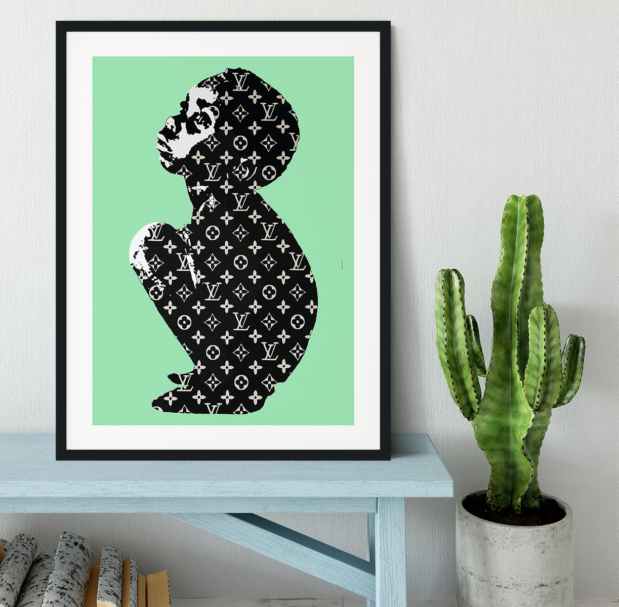 Banksy Louis Vuitton Kid Green Framed Print - Canvas Art Rocks - 1