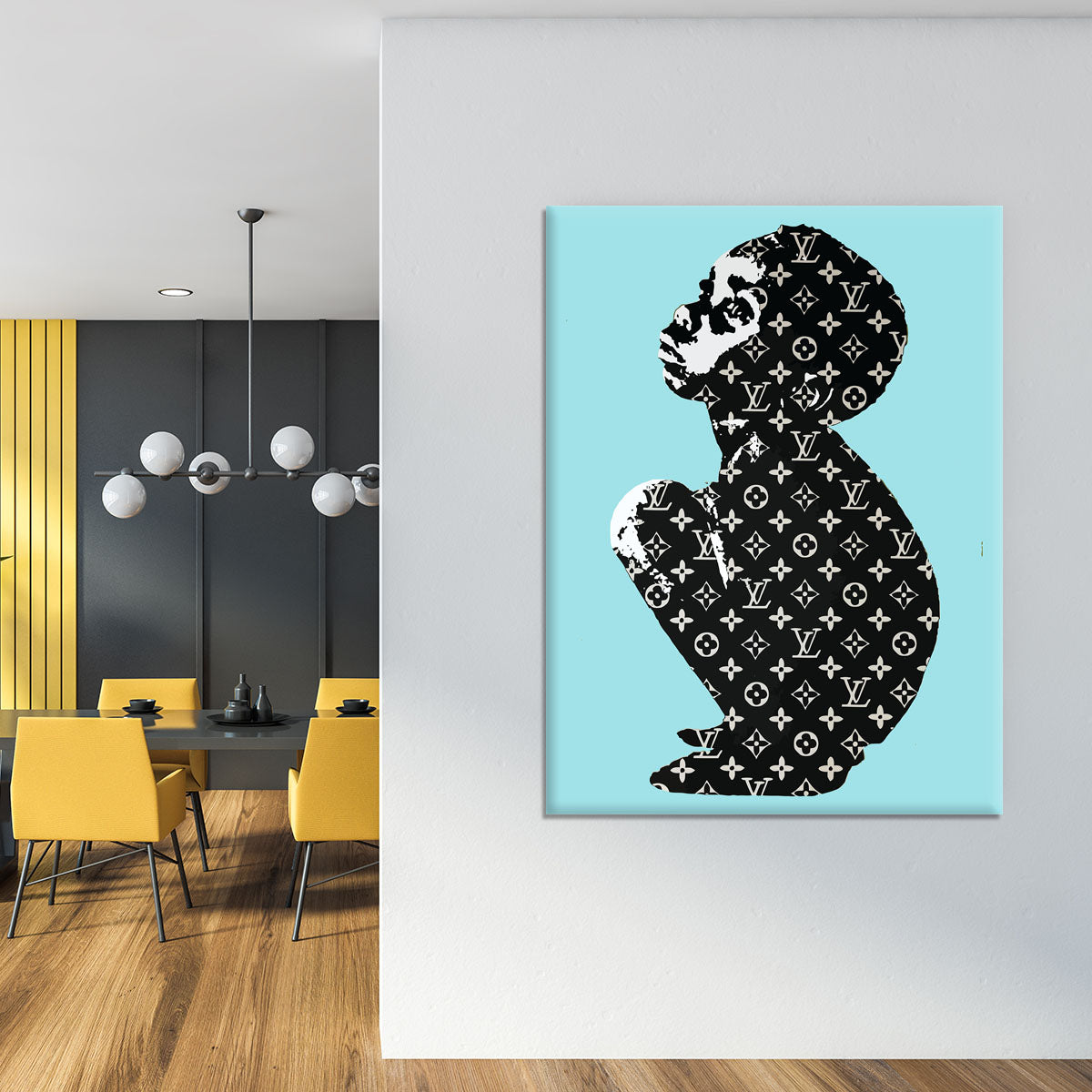 Banksy Louis Vuitton Kid Light Blue Canvas Print or Poster - Canvas Art Rocks - 4