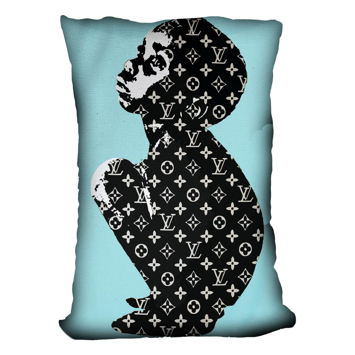 Banksy Louis Vuitton Kid Light Blue Cushion - Canvas Art Rocks - 4