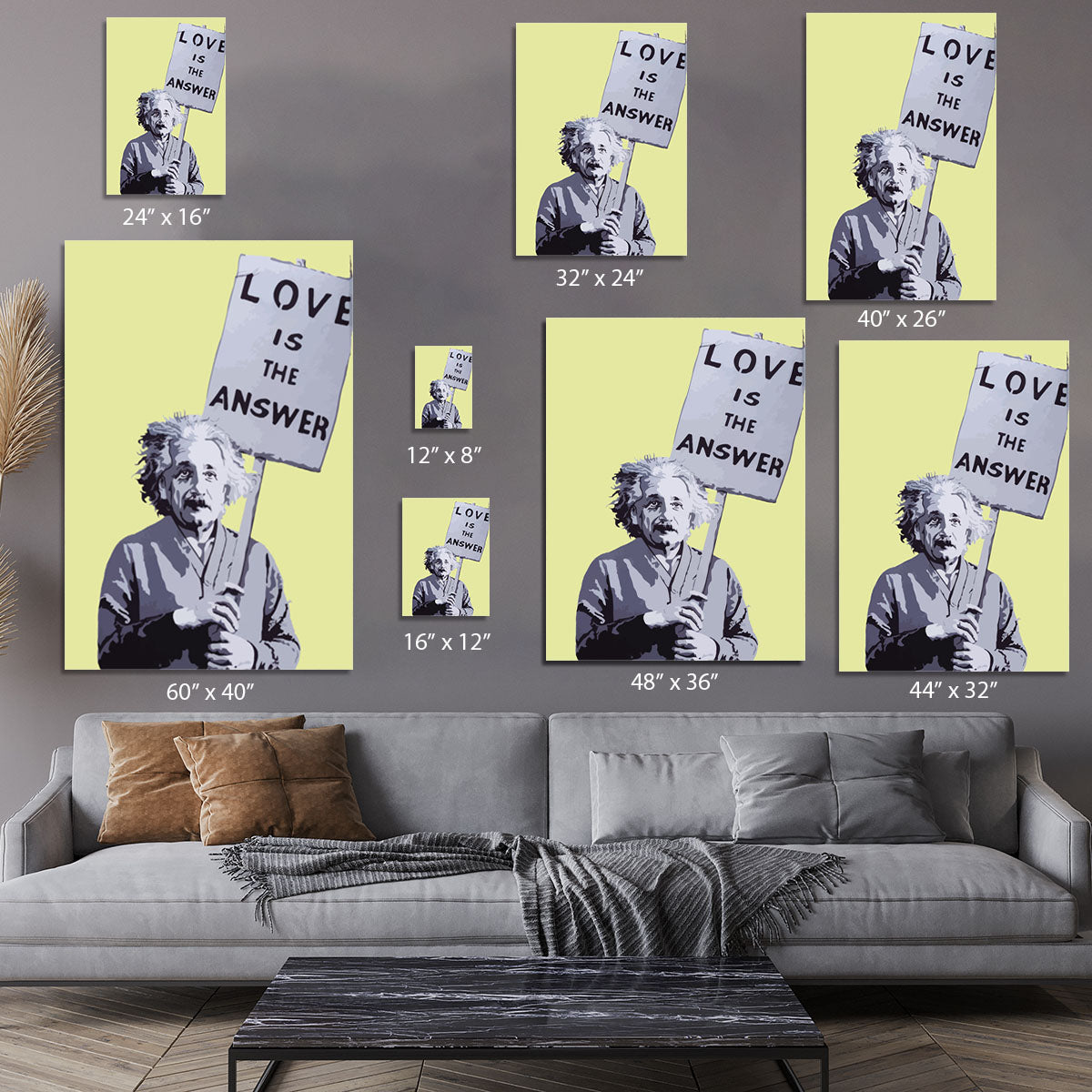 Banksy Love Is The Answer Yellow Canvas Print or Poster - Canvas Art Rocks - 7