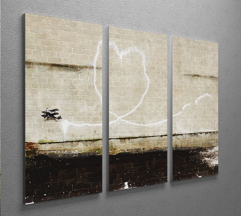 Banksy Love Plane London and Liverpool 3 Split Panel Canvas Print - Canvas Art Rocks - 2