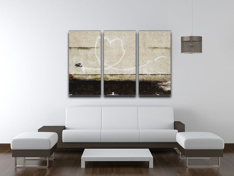 Banksy Love Plane London and Liverpool 3 Split Panel Canvas Print - Canvas Art Rocks - 3