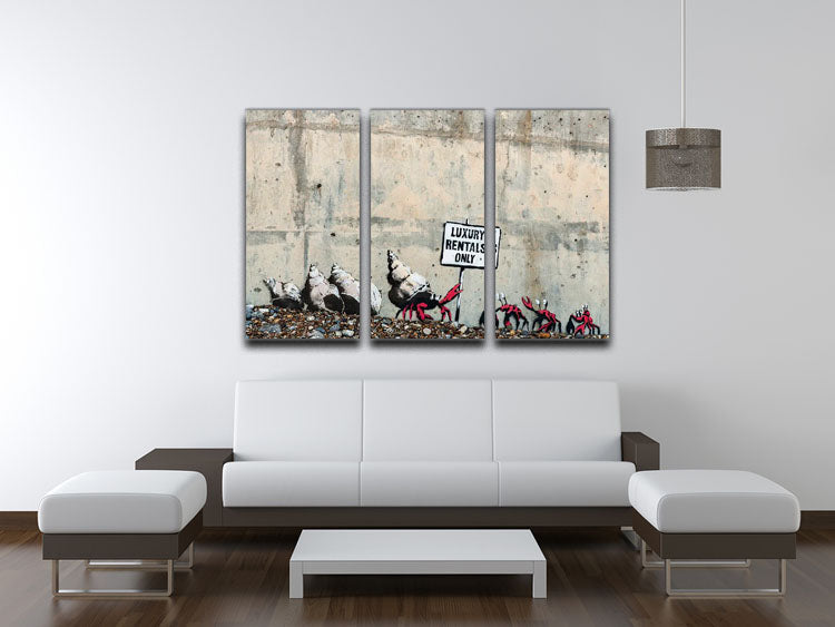 Banksy Luxury Rentals Only 3 Split Panel Canvas Print - Canvas Art Rocks - 3