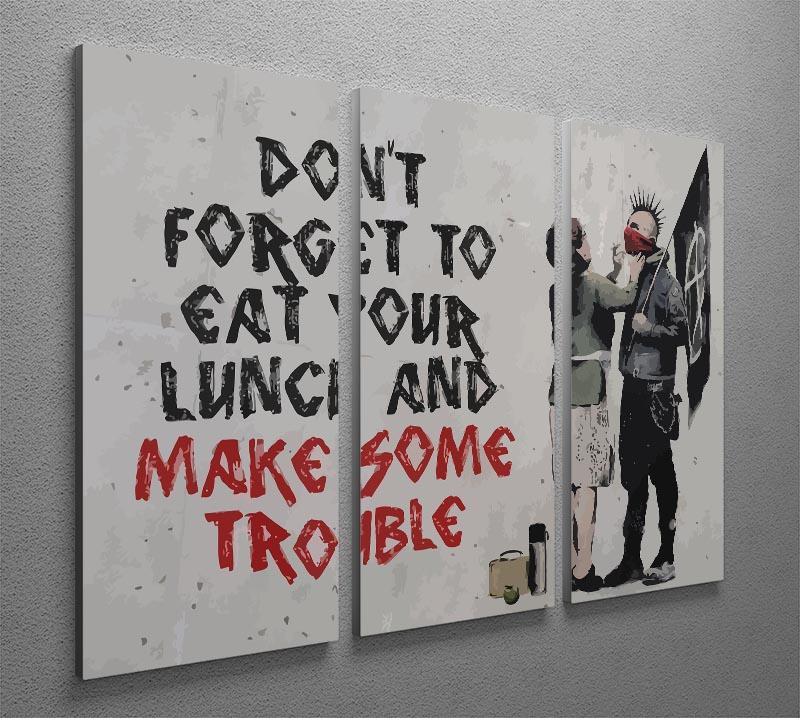 Banksy Make Some Trouble 3 Split Panel Canvas Print - Canvas Art Rocks - 4