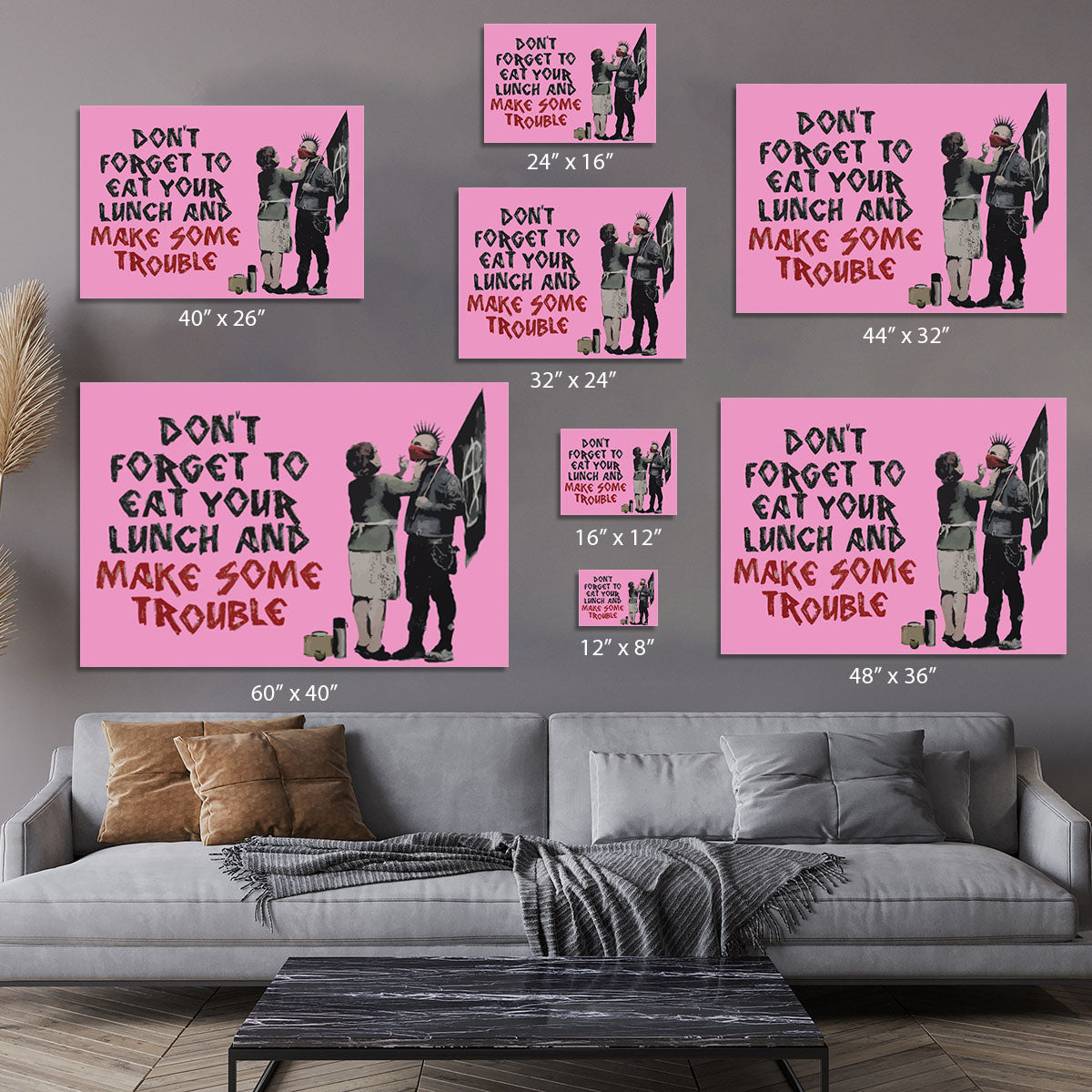 Banksy Make Some Trouble Pink Canvas Print or Poster - Canvas Art Rocks - 7