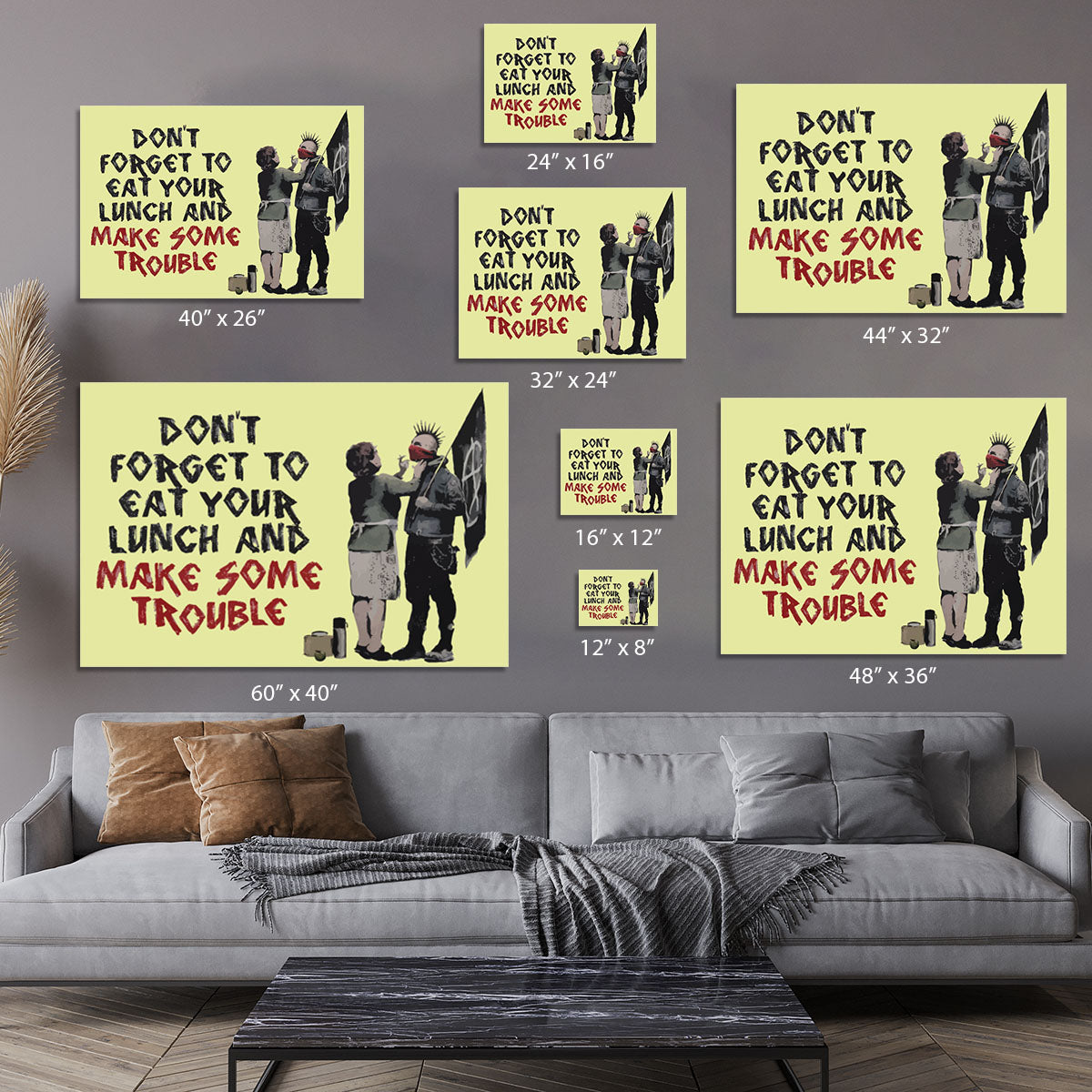 Banksy Make Some Trouble Yellow Canvas Print or Poster - Canvas Art Rocks - 7
